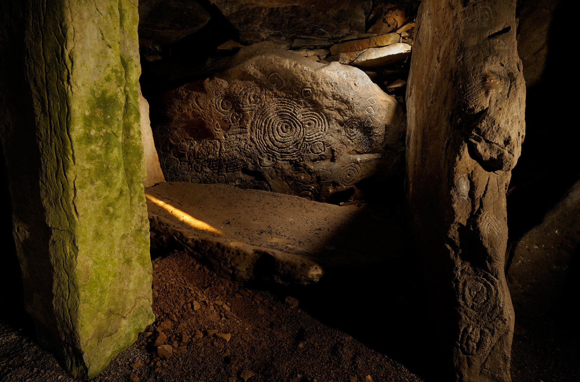Blade of Sunlight inside Cairn L, Loughcrew, Co. Meath