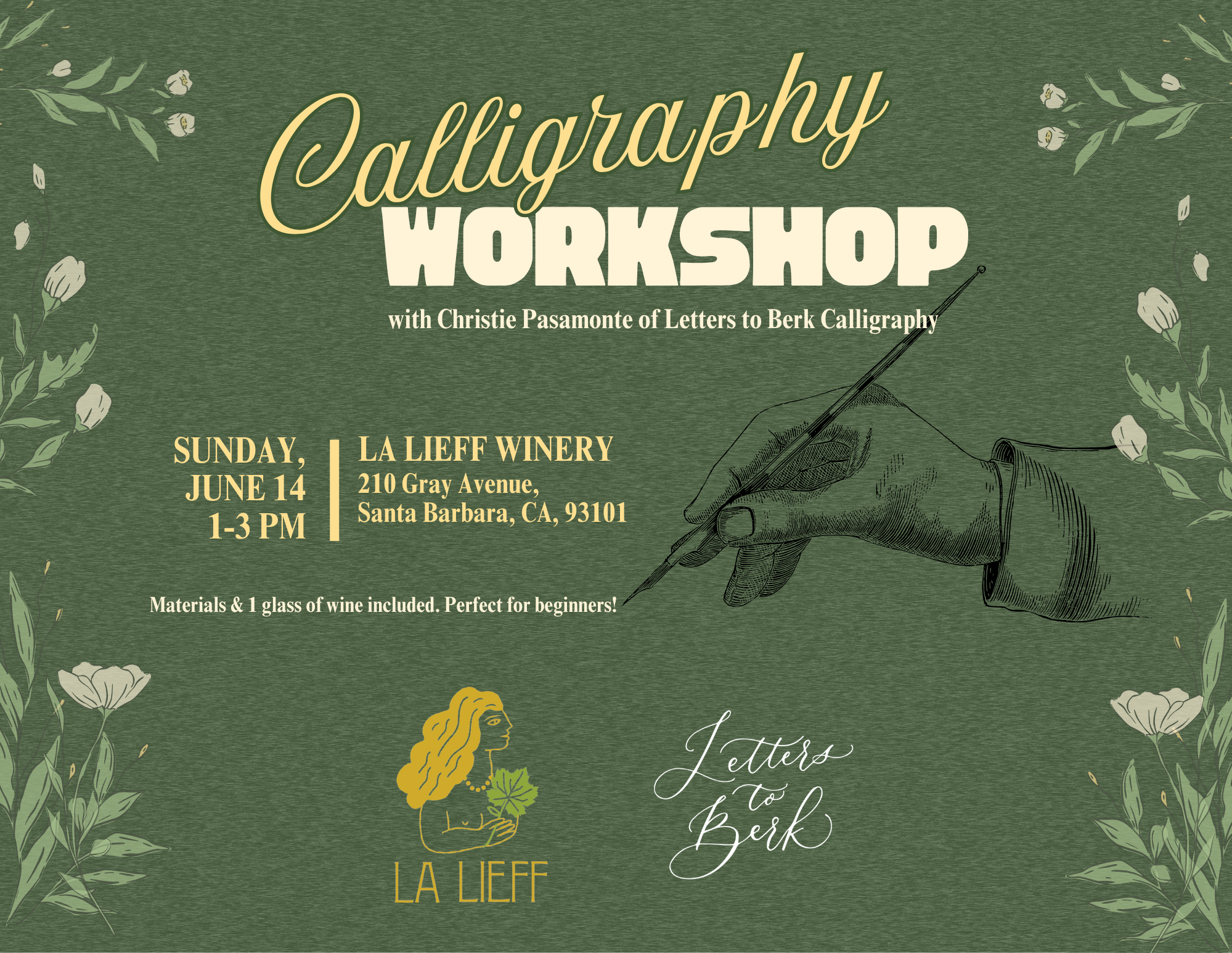 Modern Calligraphy Workshop - La Lieff Winery, June 14