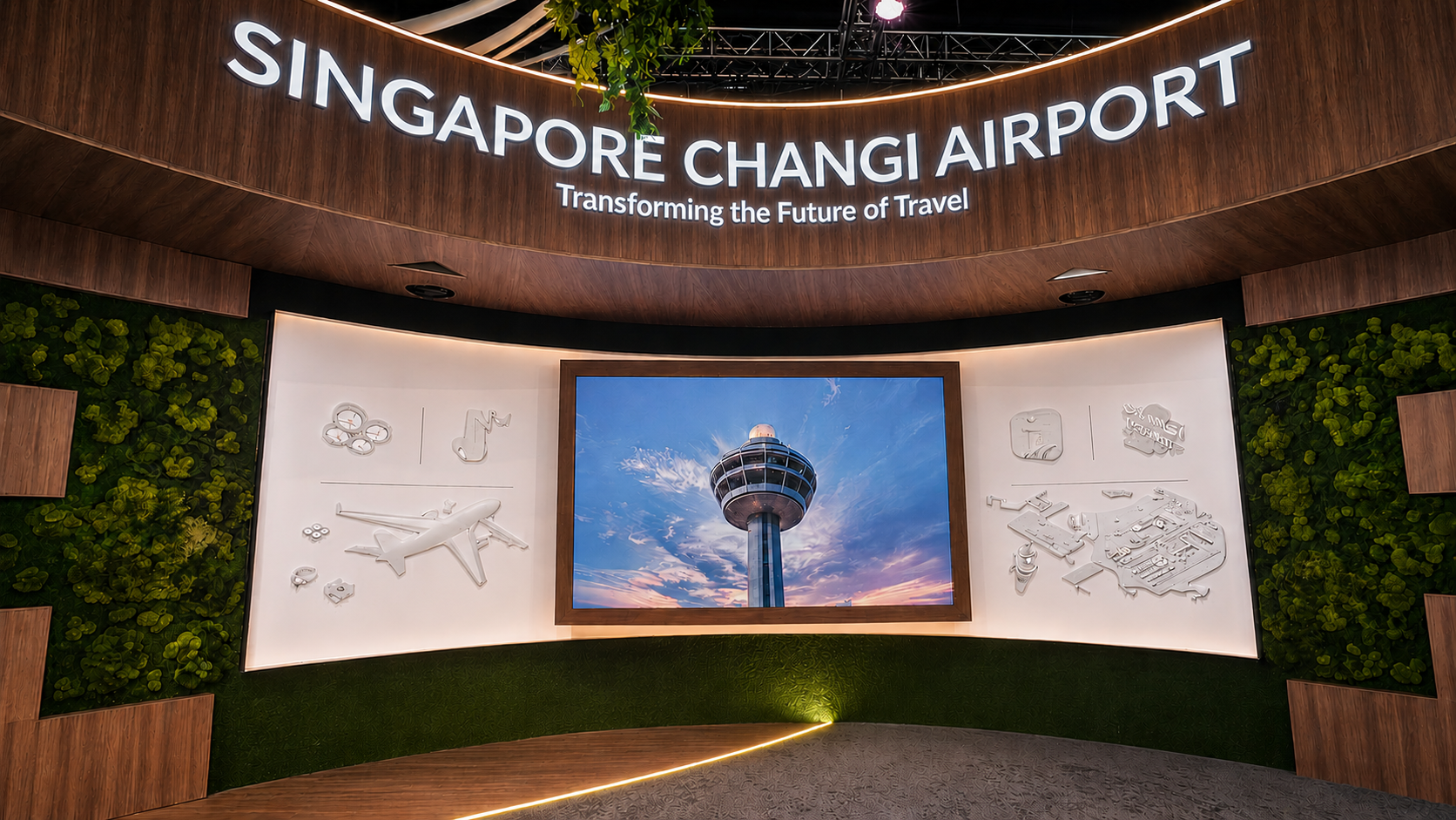 EXHIBITION . 2026 | Airshow CAG Booth | CHANGI AIRPORT GROUP | 3D MODELLING . PROJECTION MAPPING . AV INTEGRATION DESIGN