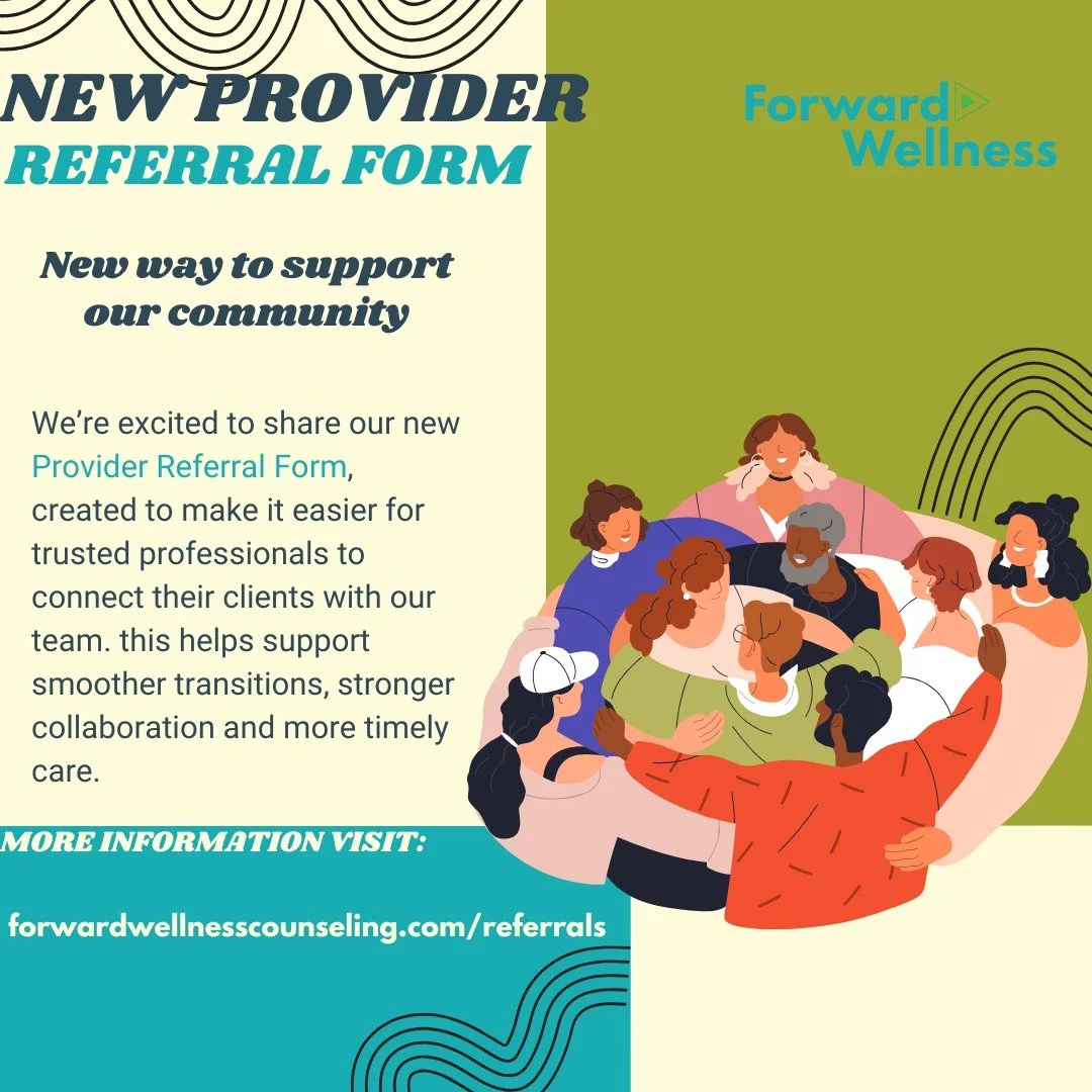 Making it easier for providers to connect clients with compassionate care. 💚
Our new Provider Referral Form helps support smoother transitions and stronger collaboration.

👉 https://www.forwardwellnesscounseling.com/referrals

#ForwardWellness #Com