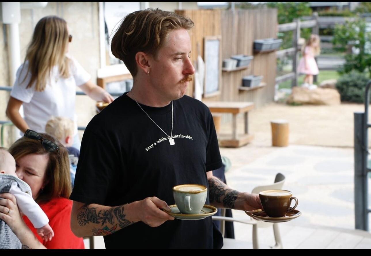 @tyr1king_ thank you for this amazing photo of our Kev doing his thing..
It shows why Kev&rsquo;s the best in the business &hellip;.
Great moustache Kev 
#coffee #smithslanedairy #wongawillicafe #moustache