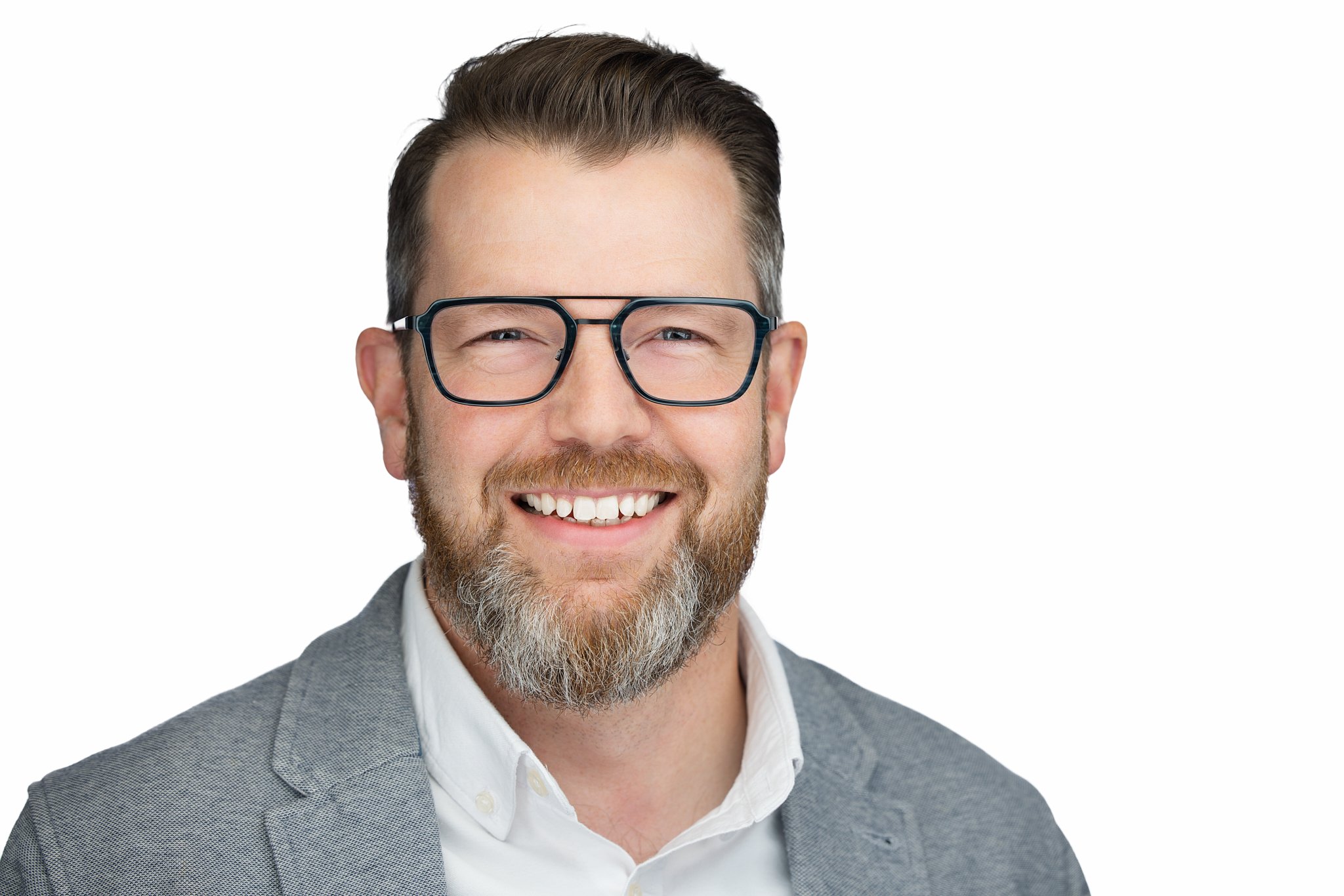Corporate team headshot on white background in Edmonton