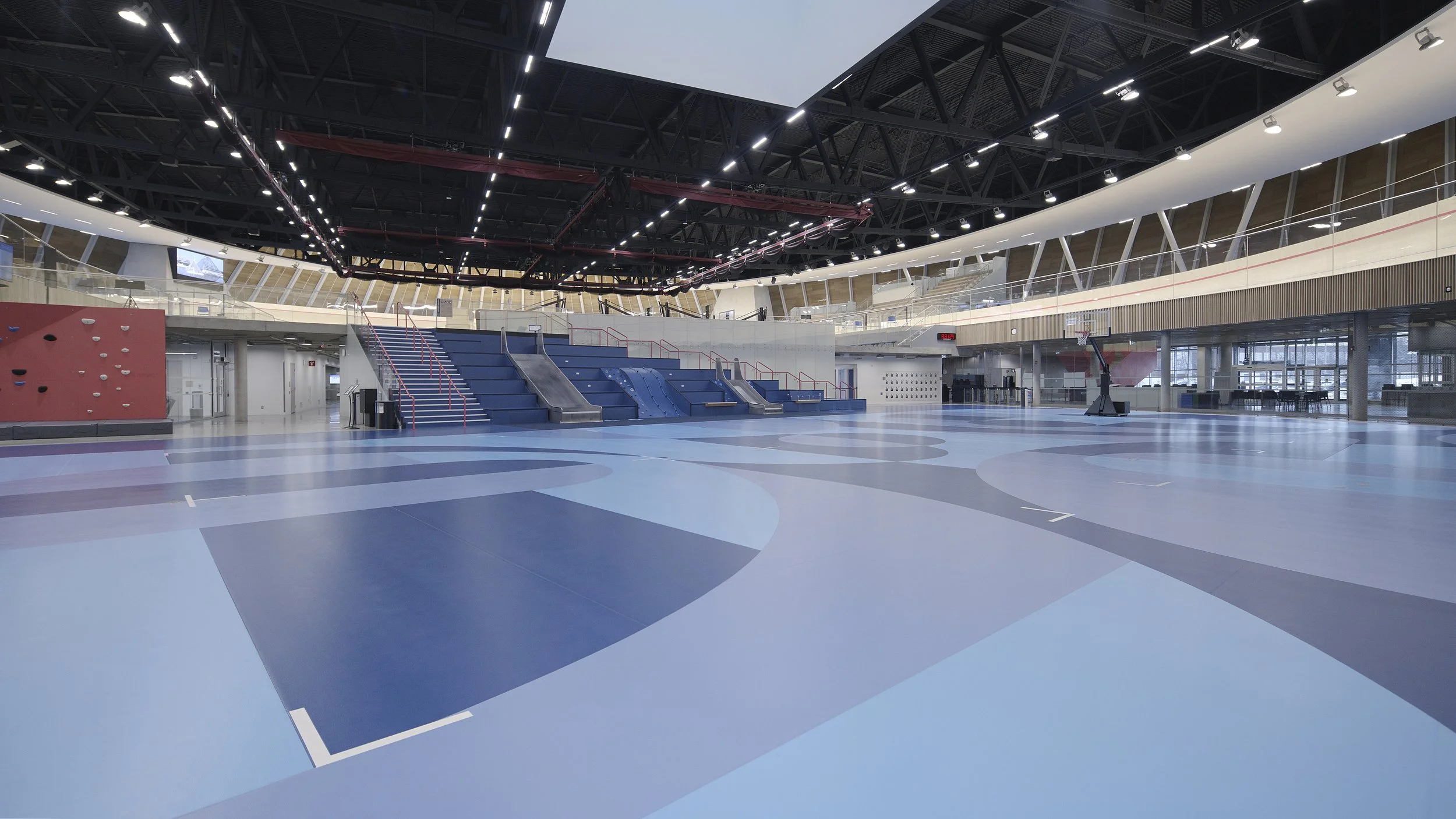 Indoor basketball court at Coronation recreation centre showing modern sports flooring and large gymnasium space