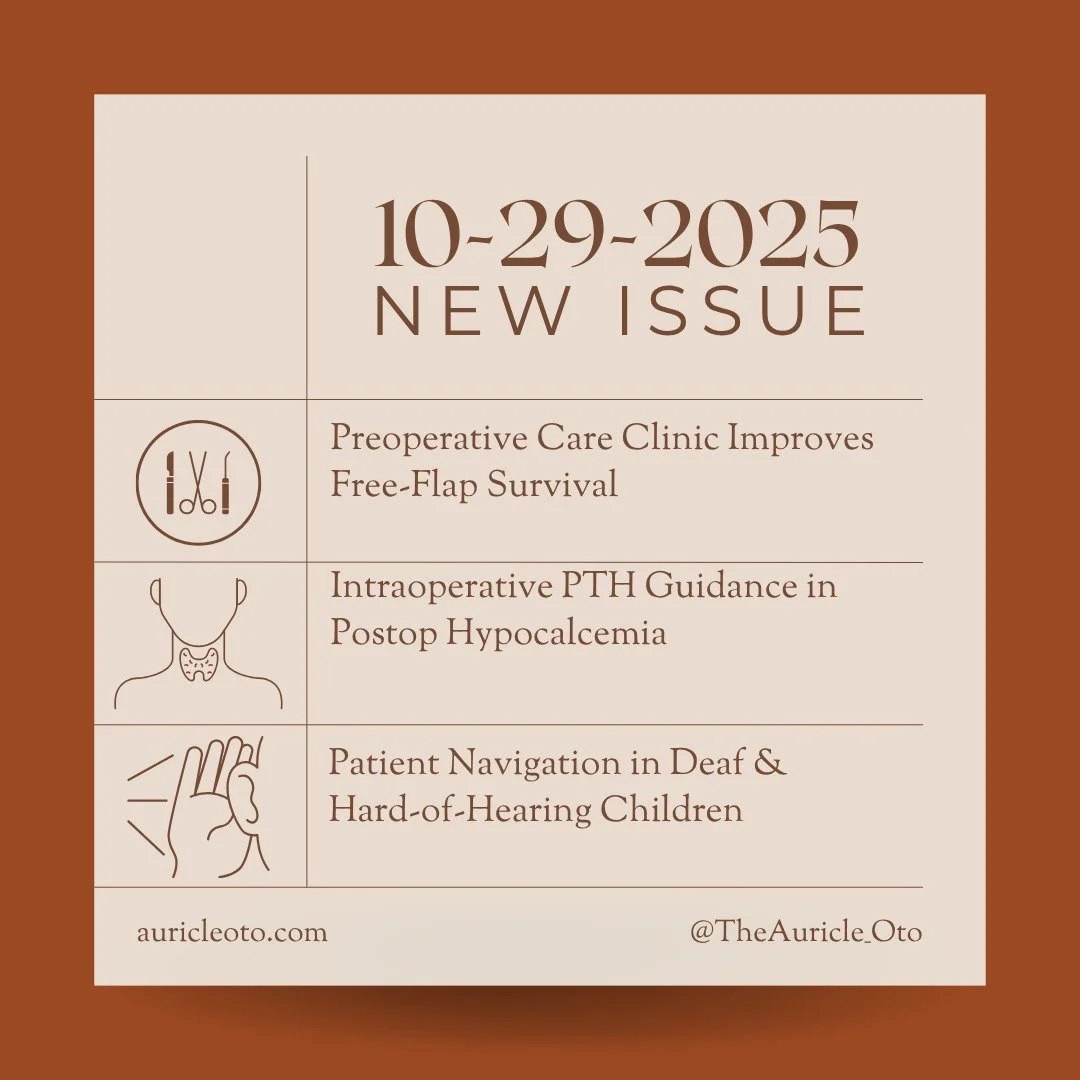 Auricle Issue 10-29-25

Medical Student Feature:
Beau Hsia
Creighton University School of Medicine &ndash; Phoenix
Class of 2026

Their article:
Molecular Profiling of Olfactory Neuroblastoma
&bull;
Plastic &amp; Reconstructive Surgery
Preoperative C