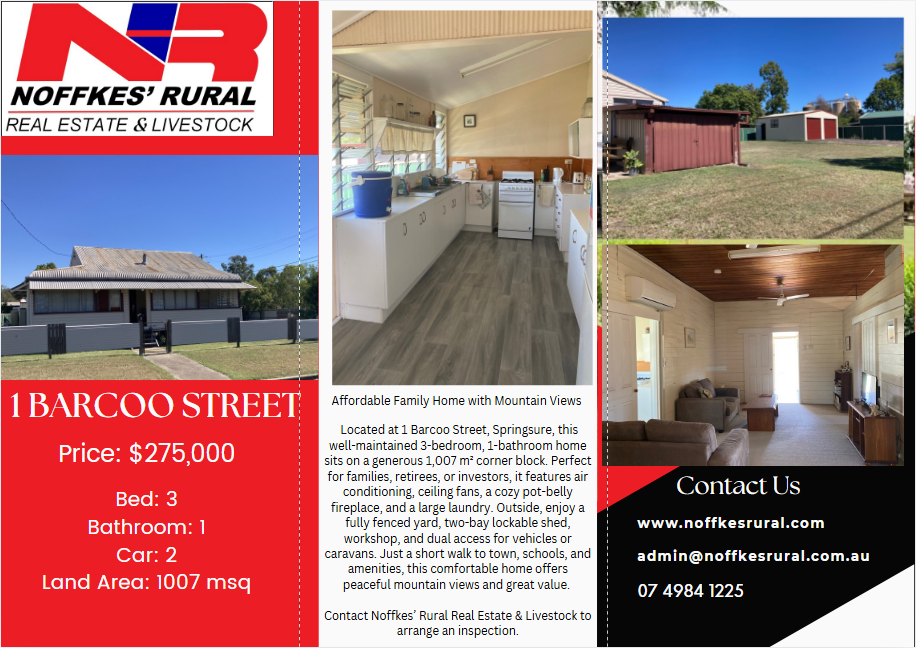 1 Barcoo Street, Springsure QLD 4722, Springsure - Image 1