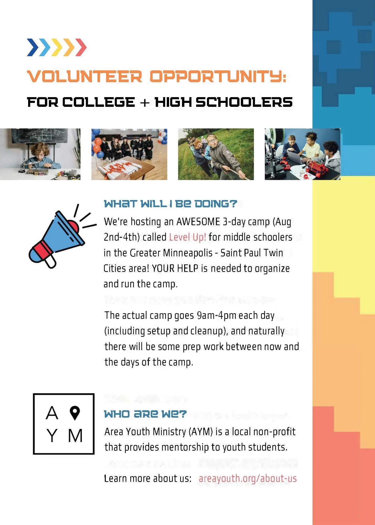 Volunteer Opportunity for College &amp; High Schoolers