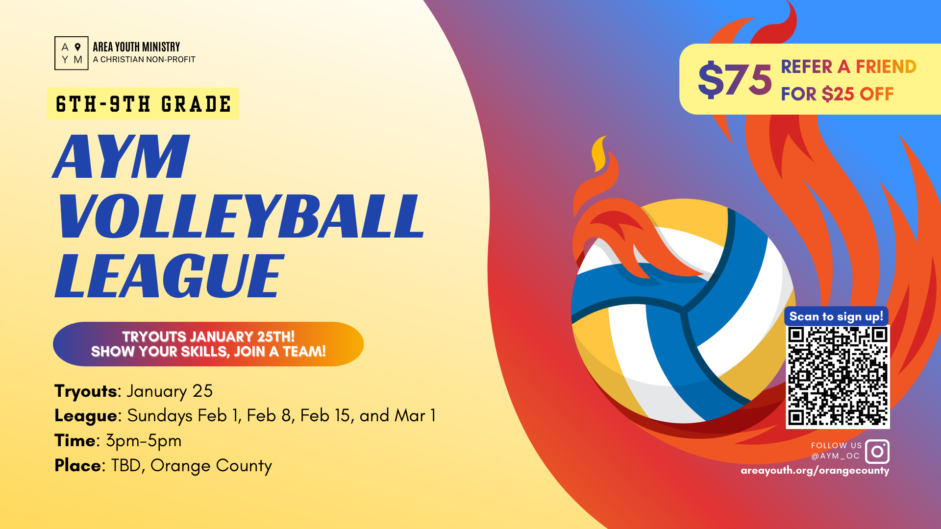 AYM Volleyball League OC Tryouts