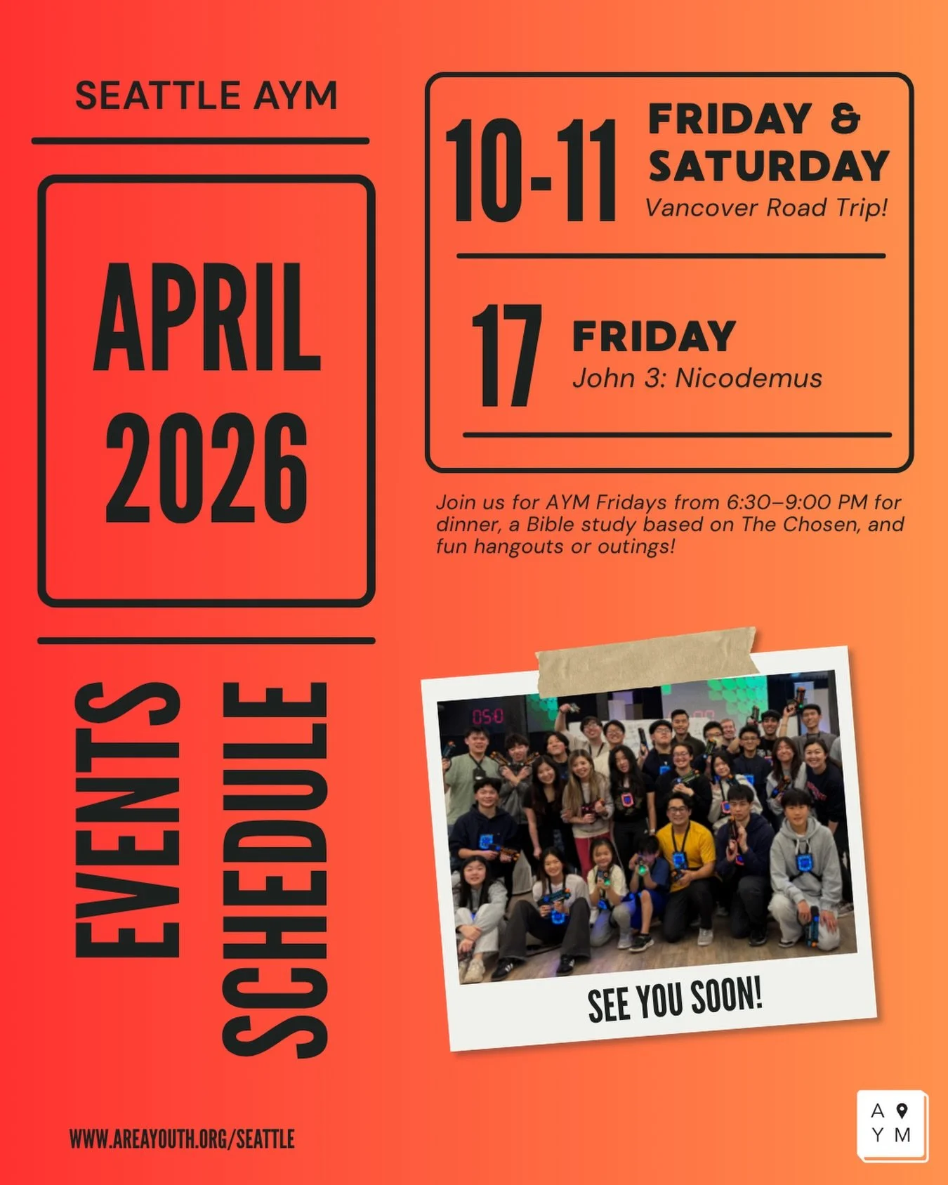 We&rsquo;ve accelerated into April!

We hope to see you at our events!