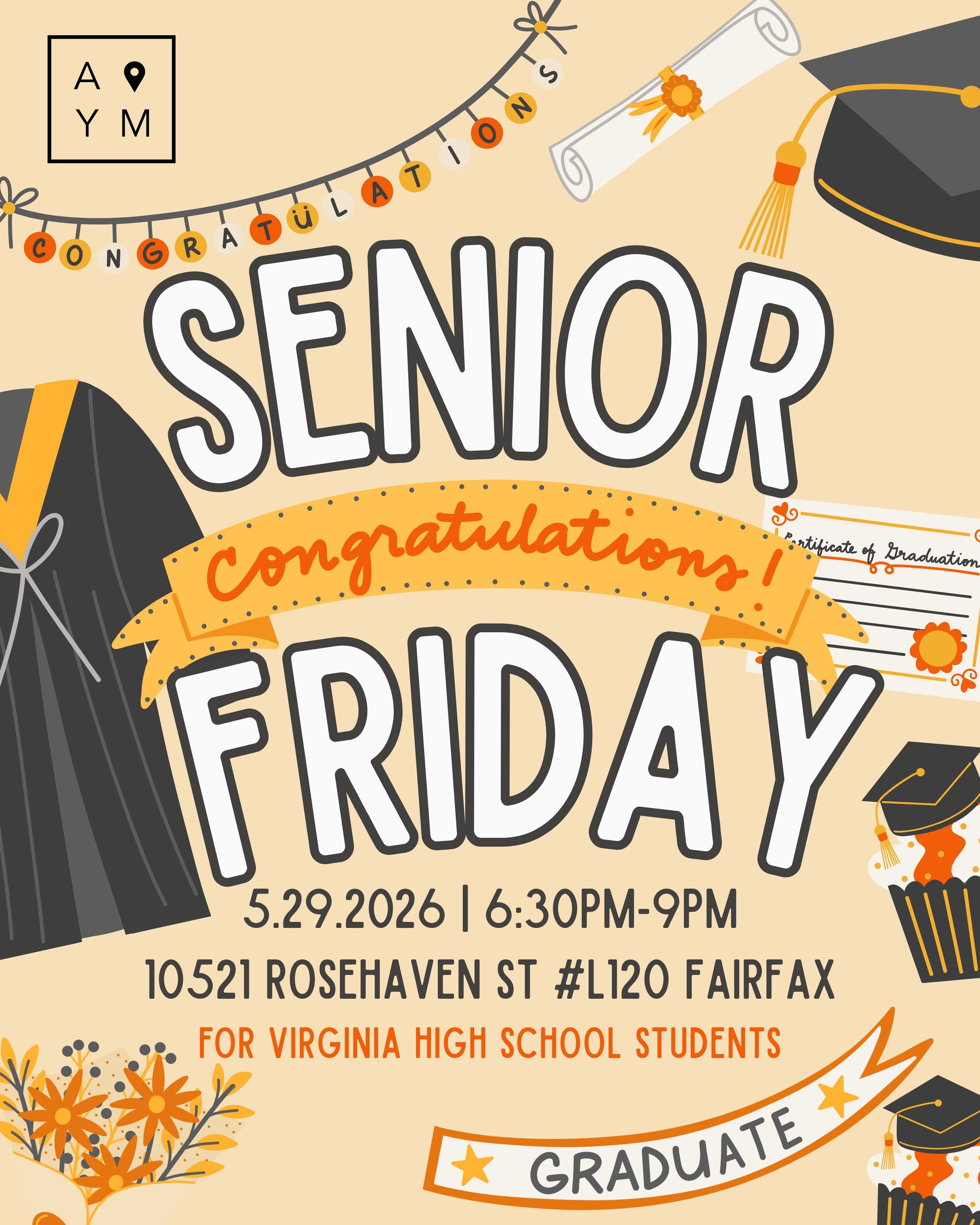 Join us this Friday (5/29) @ 6:30-9pm for Senior Friday! Let&rsquo;s congratulate the Class of 2026 and send them off with prayer and encouragement 💜