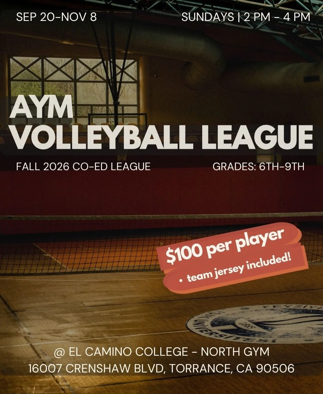Thinking about getting your 6th&ndash;9th grader into something brew this fall? 🍁🏐

AYM Volleyball League is a competitive-but-welcoming club league for ALL skill levels &mdash; no experience needed. 

Team jerseys are included, and a season built 