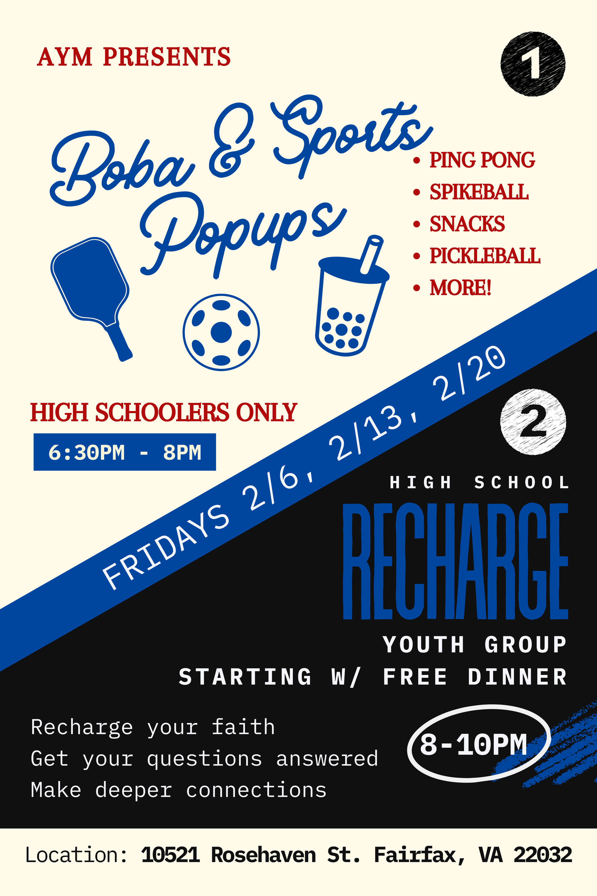 Fri, 2/6: VA HS Boba & Sports + Youth Group
