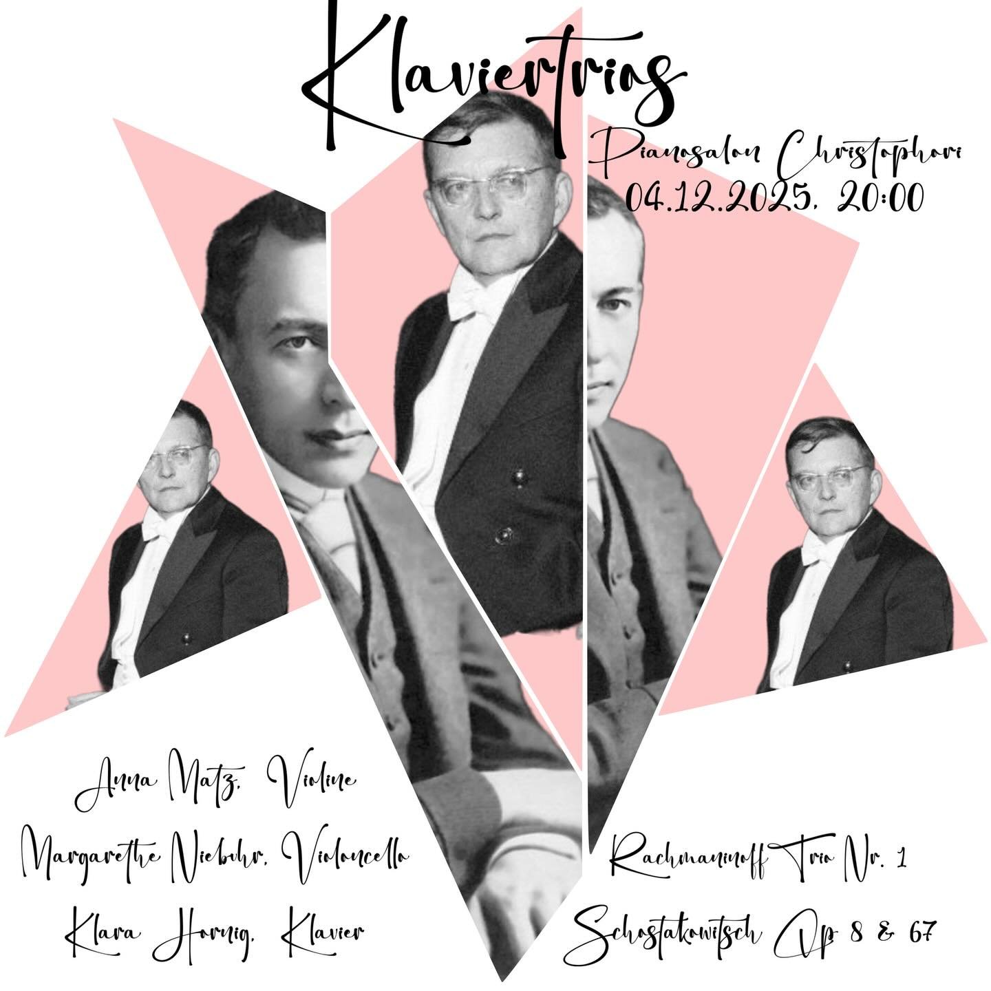 Zu Ehren Schostakowitschs, seiner beiden, &uuml;berragenden Klaviertrios, erg&auml;nzt durch Rachmaninoffs erstem Trio, und mit wunderbaren Kolleginnen (Anna Matz, Violine und @margaretheniebuhr, Violoncello; beide von der DOB) spielen wir am kommend