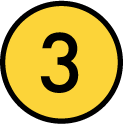 Svart trea i en gul cirkel med svart ram.