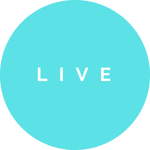 A blue circular logo with the word 'LIVE' in white capital letters in the center.