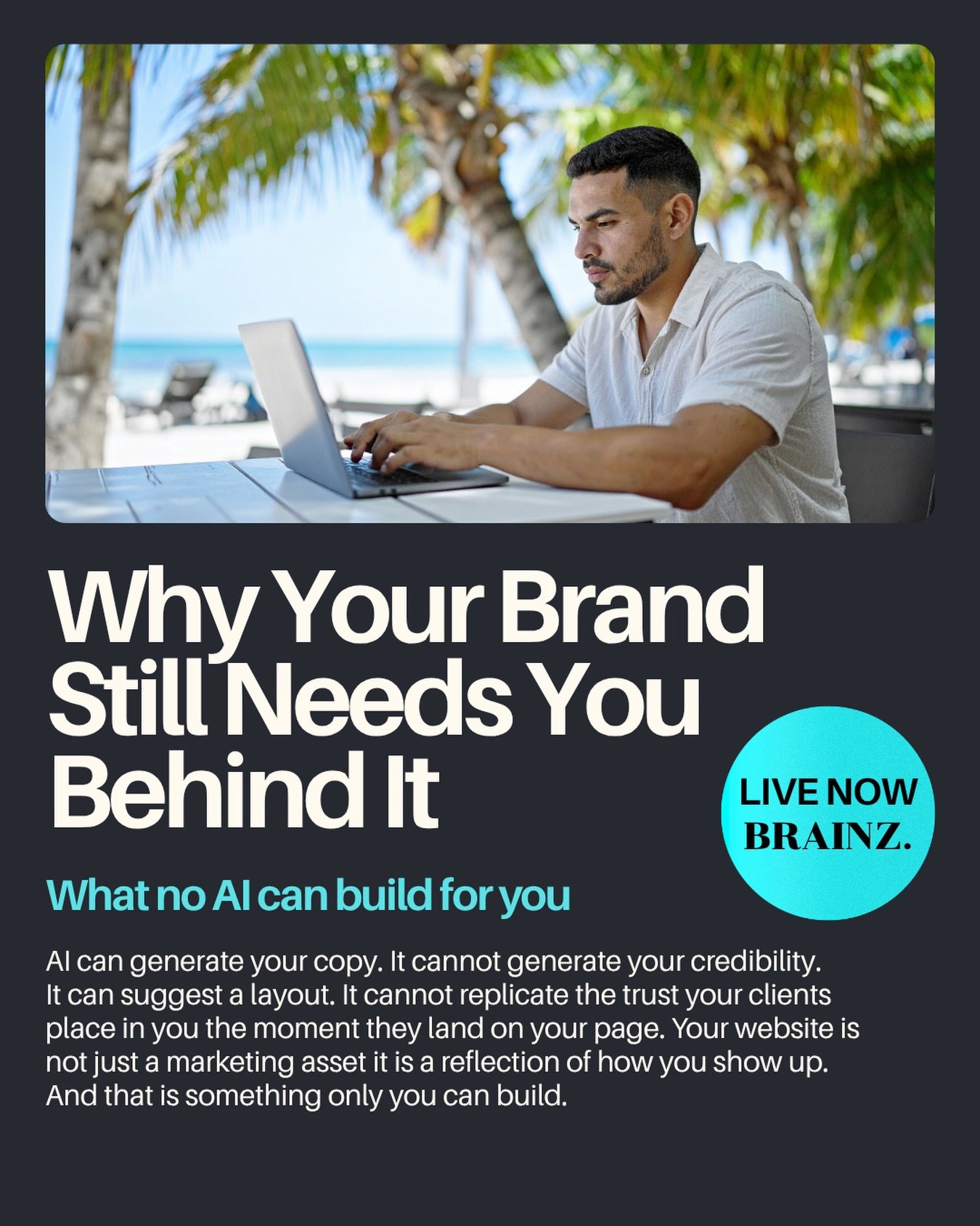 AI is everywhere in marketing right now. And yes, it&rsquo;s genuinely useful. 🤓

But when a potential client lands on your website, they&rsquo;re not reading data. They&rsquo;re reading you. They&rsquo;re asking: do I trust this person? Do I feel s