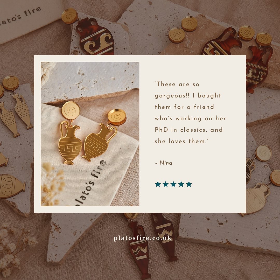 reading your lovely reviews of my work makes me SO happy!!! and in the spirit of trying to feel less cringe about self promo i&rsquo;m going to start sharing some here 💛

tap the image to get your own (&lsquo;gorgeous&rsquo;!!) oinochoe studs (your 