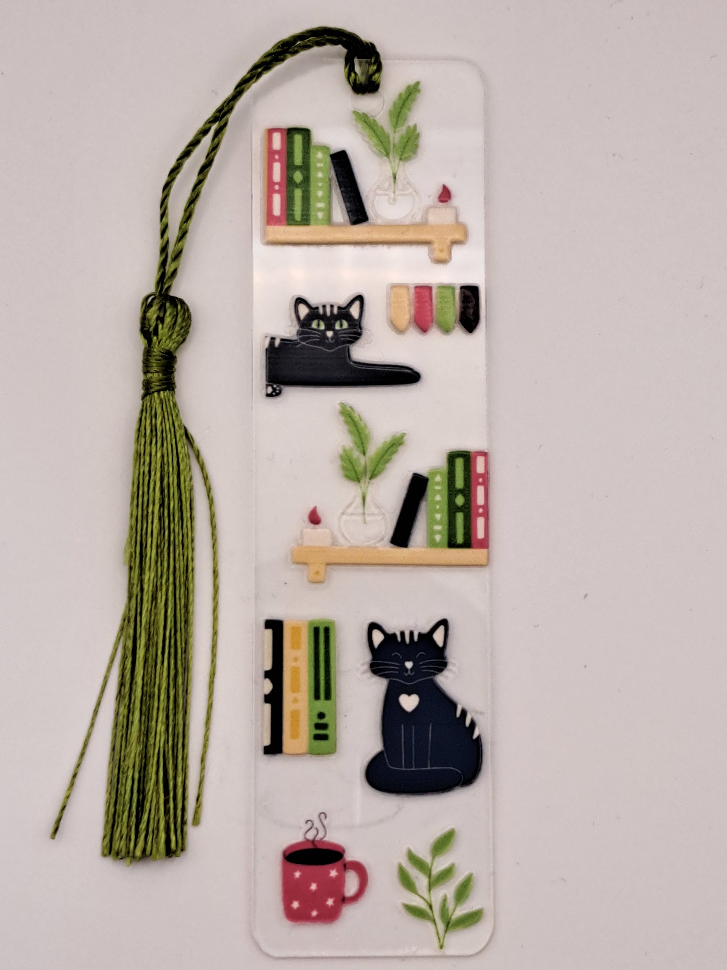 Black Cat and Bookshelf Charm Bookmark
