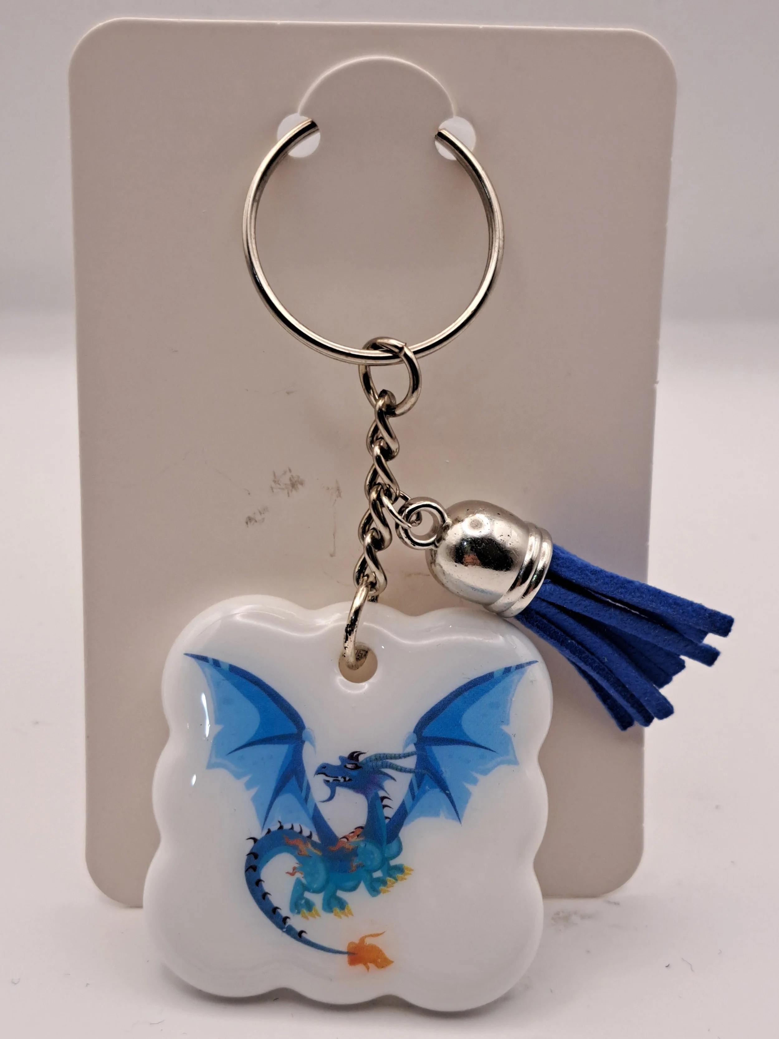 Enchanting Blue Dragon Keyring with Tassel