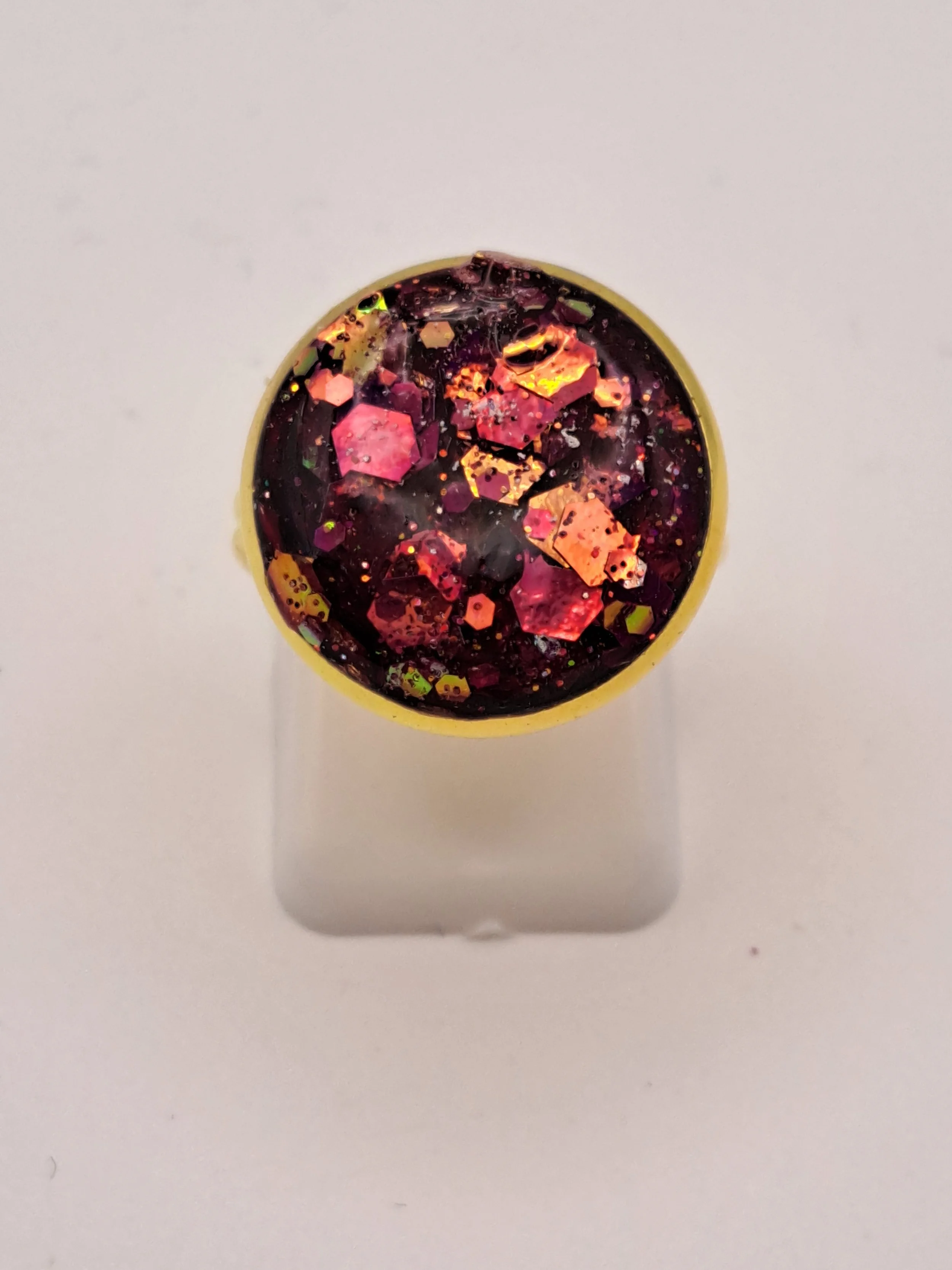 Rose/Golden Glitter Adjustable Ring