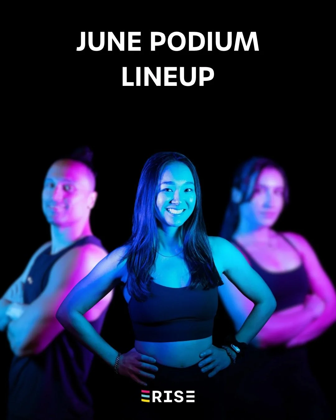 JUNE PODIUM LINEUP 👀 Christine is back from her adventures and on the schedule, AND we&rsquo;ve got two new instructors joining the lineup this June..

Swipe to meet Tim and Mariah ➡️ 🚴&zwj;♀️🔥 you can ride with them on Wednesdays and Thursdays at