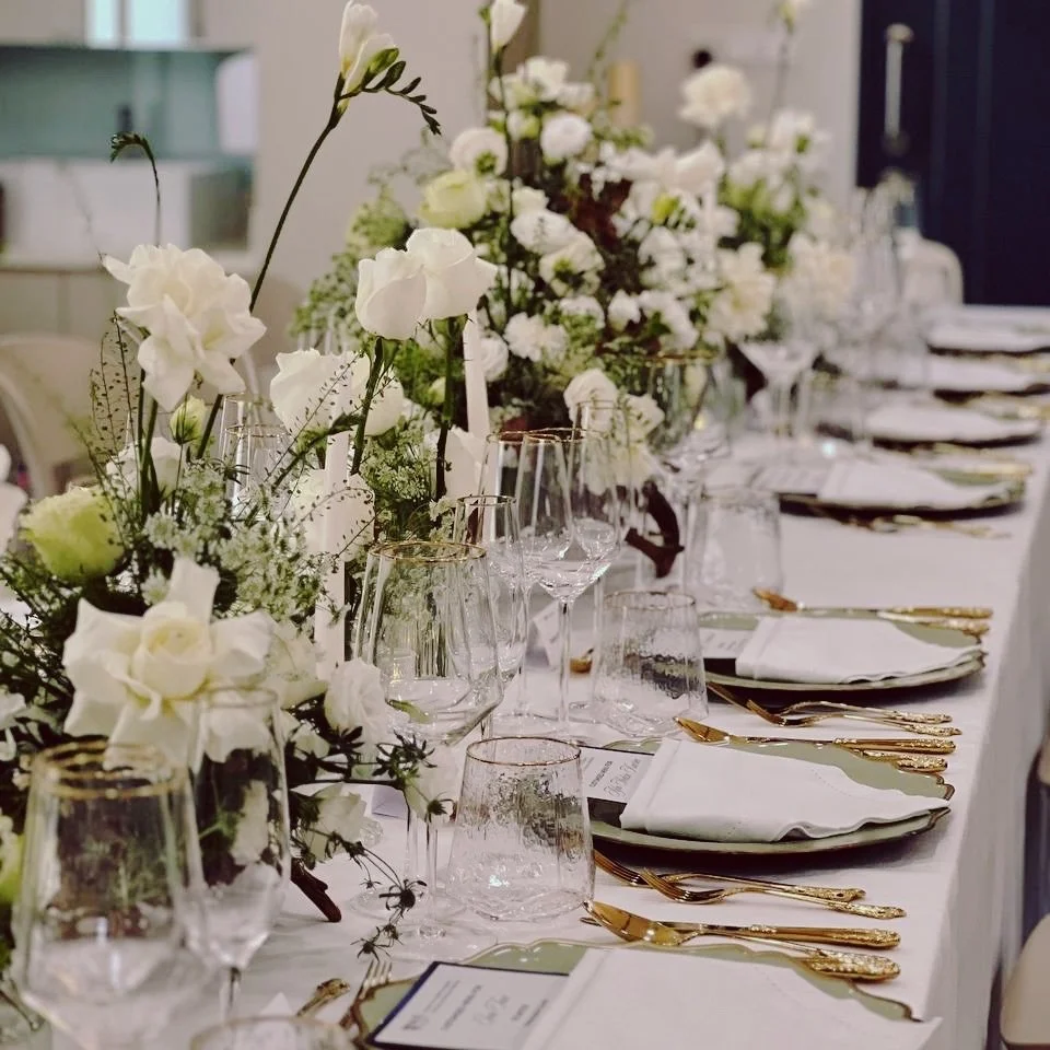 A tablescape that speaks elegance and intention &mdash; blending soft neutrals, golden cutlery, and our signature driftwood centrepieces, curated specially for a longevity-themed dinner curated by @amuse.gourmet. Every detail tells a story of wellnes