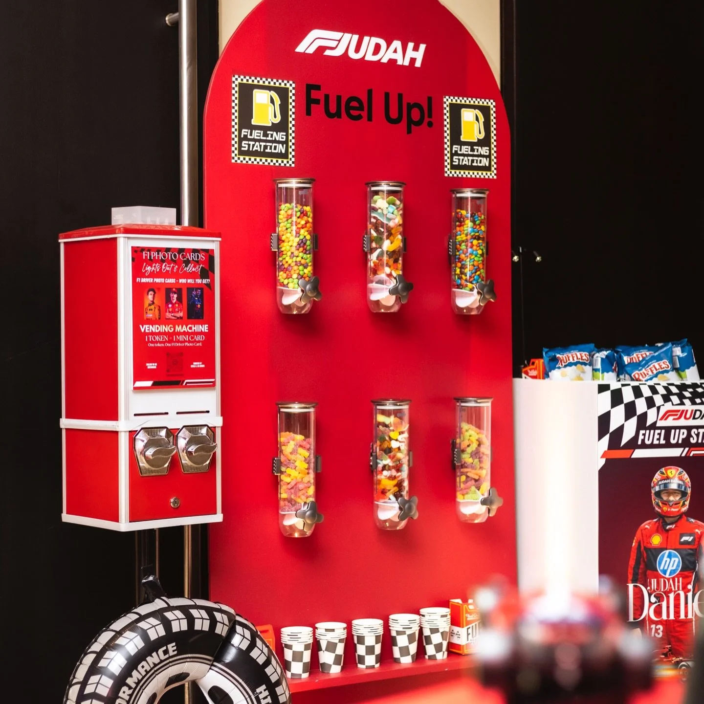 🏁 Your events reimagined.
Start your engines&hellip; it&rsquo;s snack time! Our customised Fuel Up Station had guests racing to the Snack Wall for a turbo-charged candy fix, and cruising over to the Snack Trolley for their favourite bites on the go!