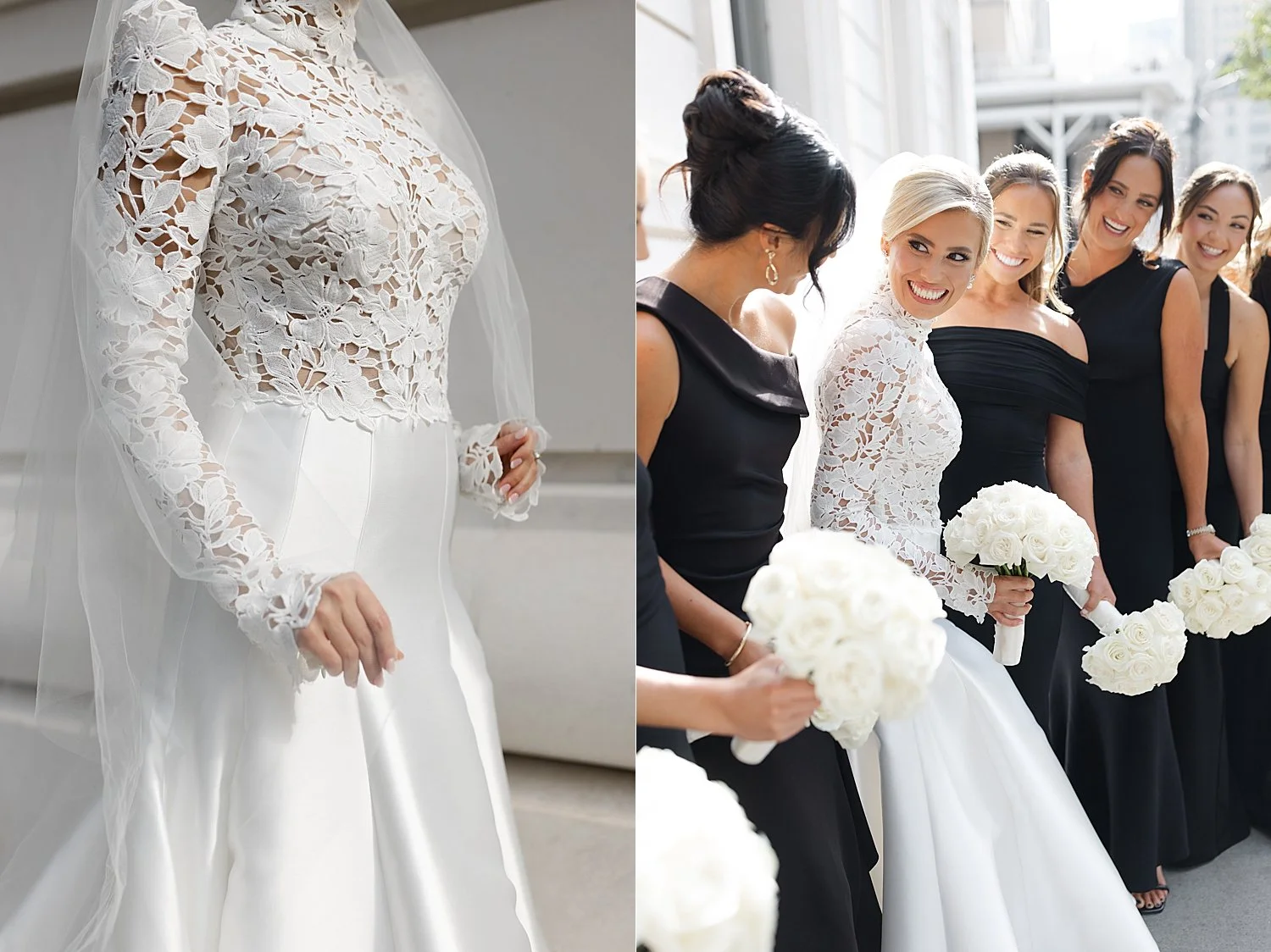  classic bride and bridesmaids attire 