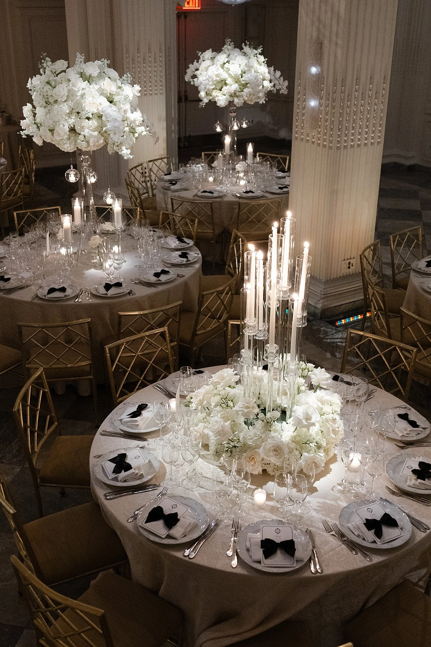  candlelight on tables at reception  