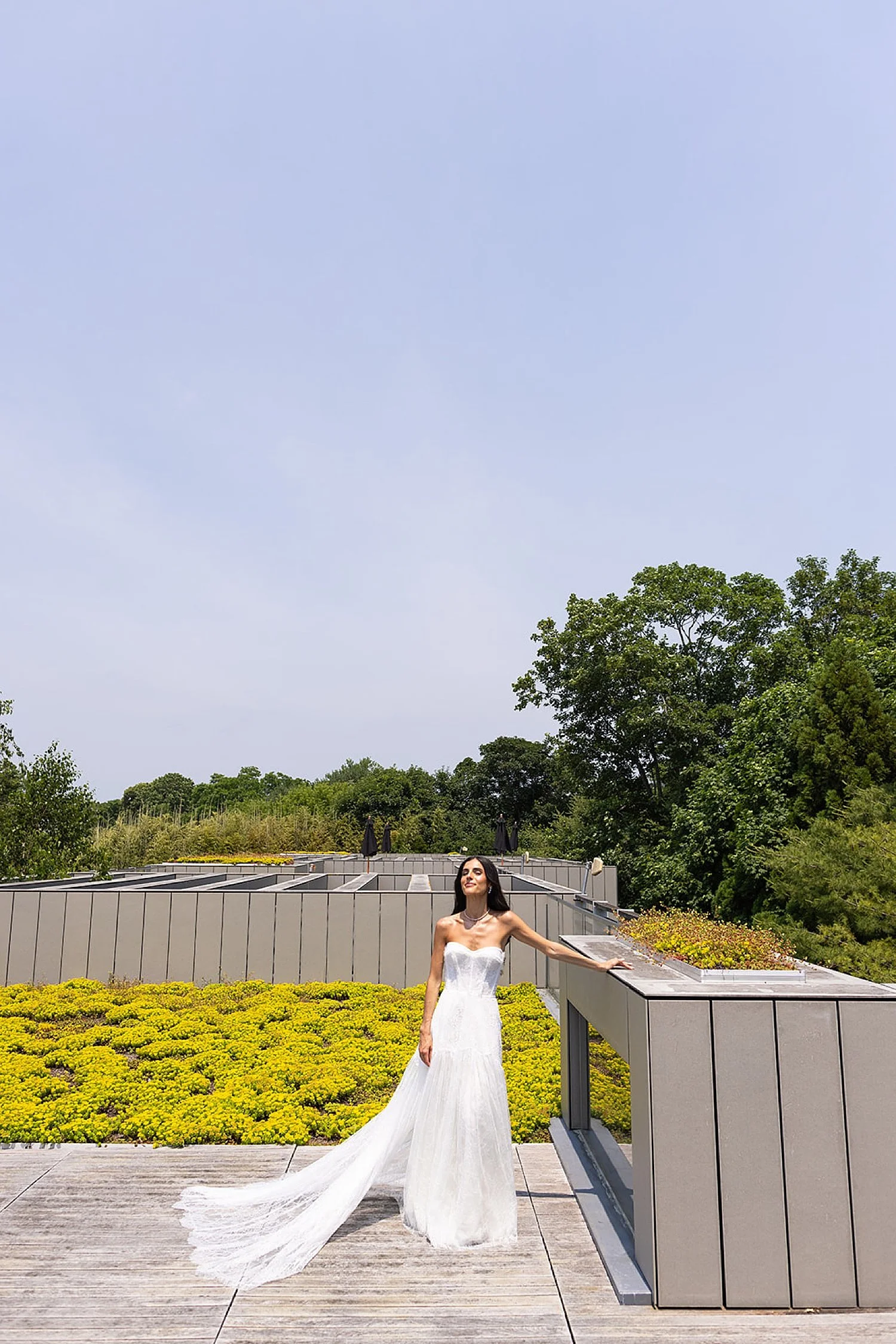  bridal portraits by yellow flowers 