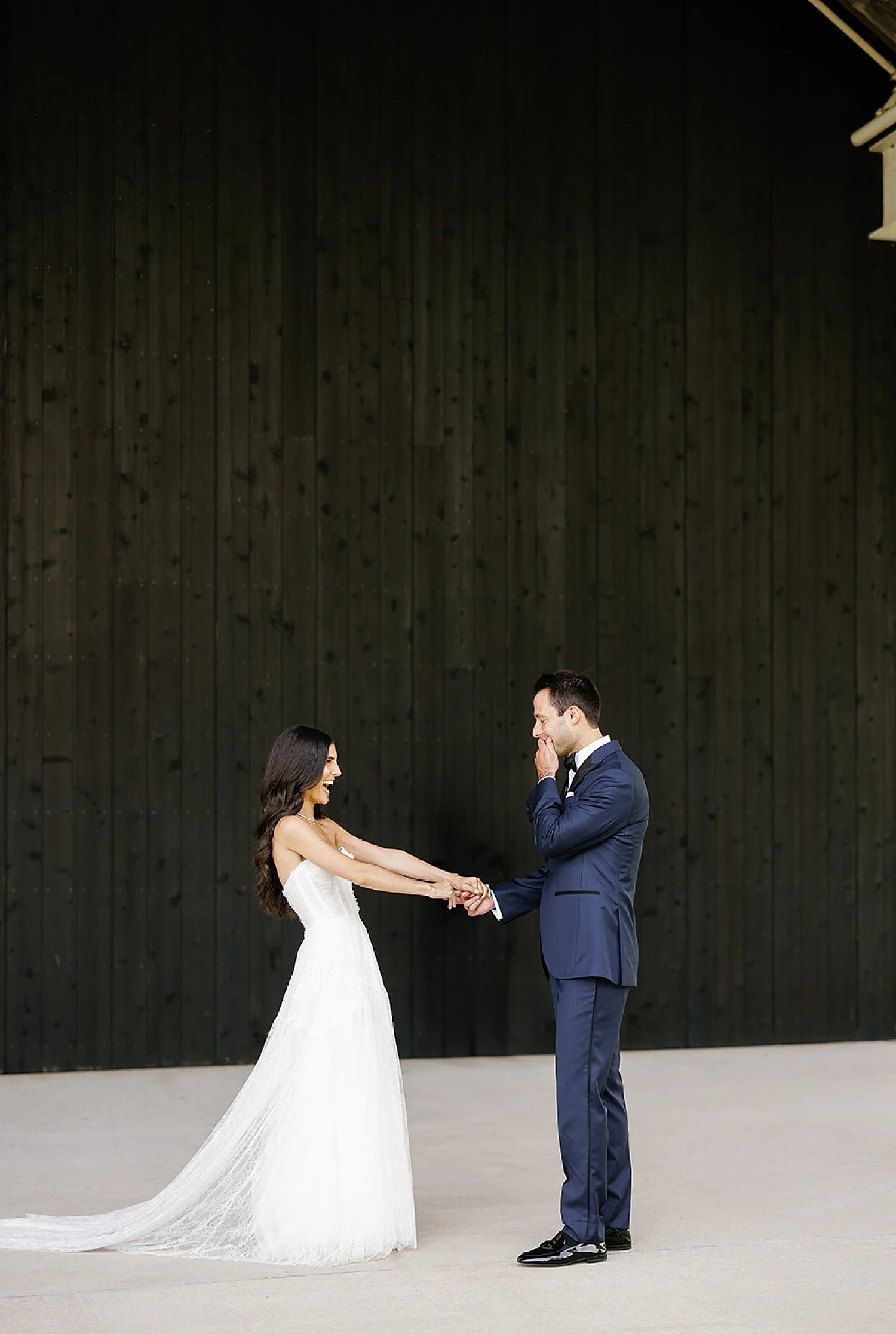  First look between bride and groom  