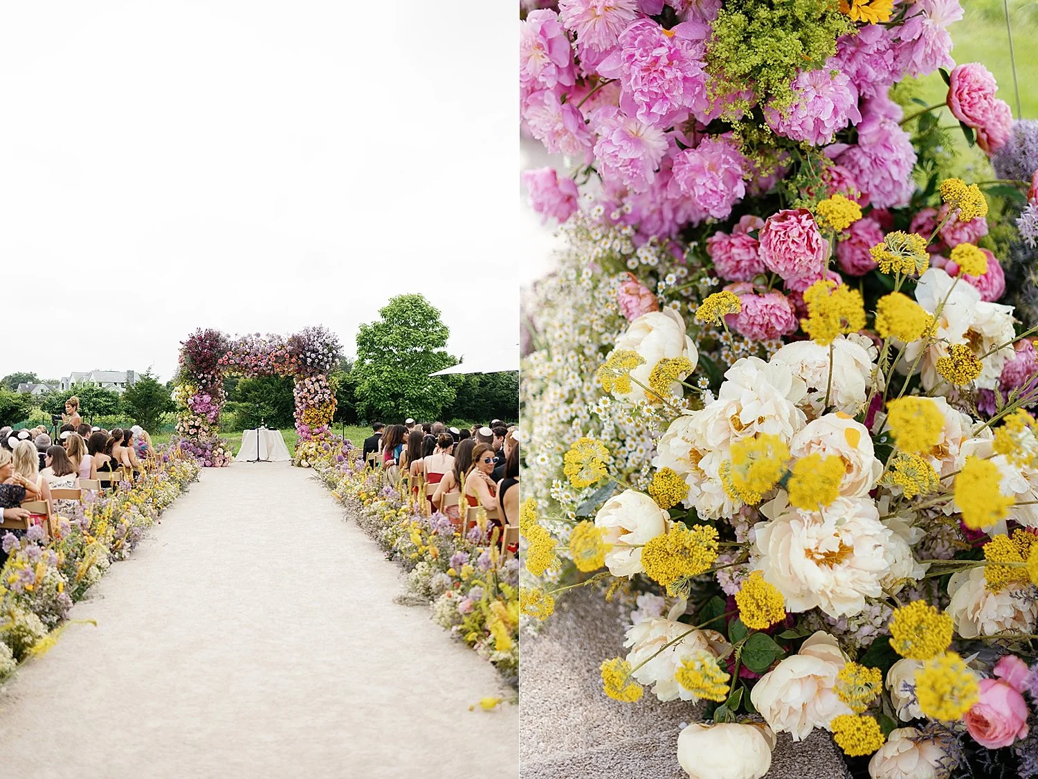  summer florals decorate outdoor ceremony space at Parrish Art Museum in the Hamptons 