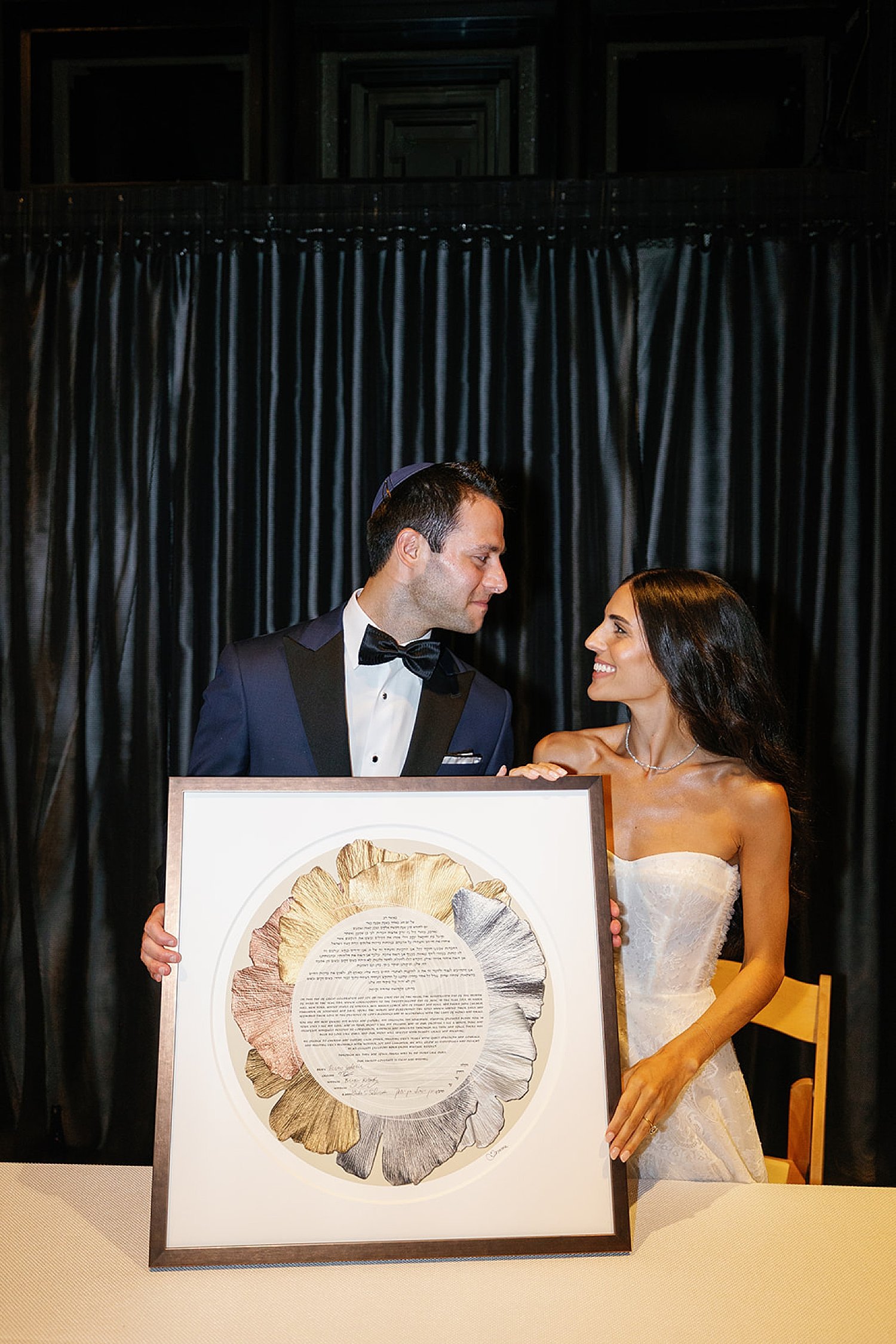  bride and groom at Ketubah  