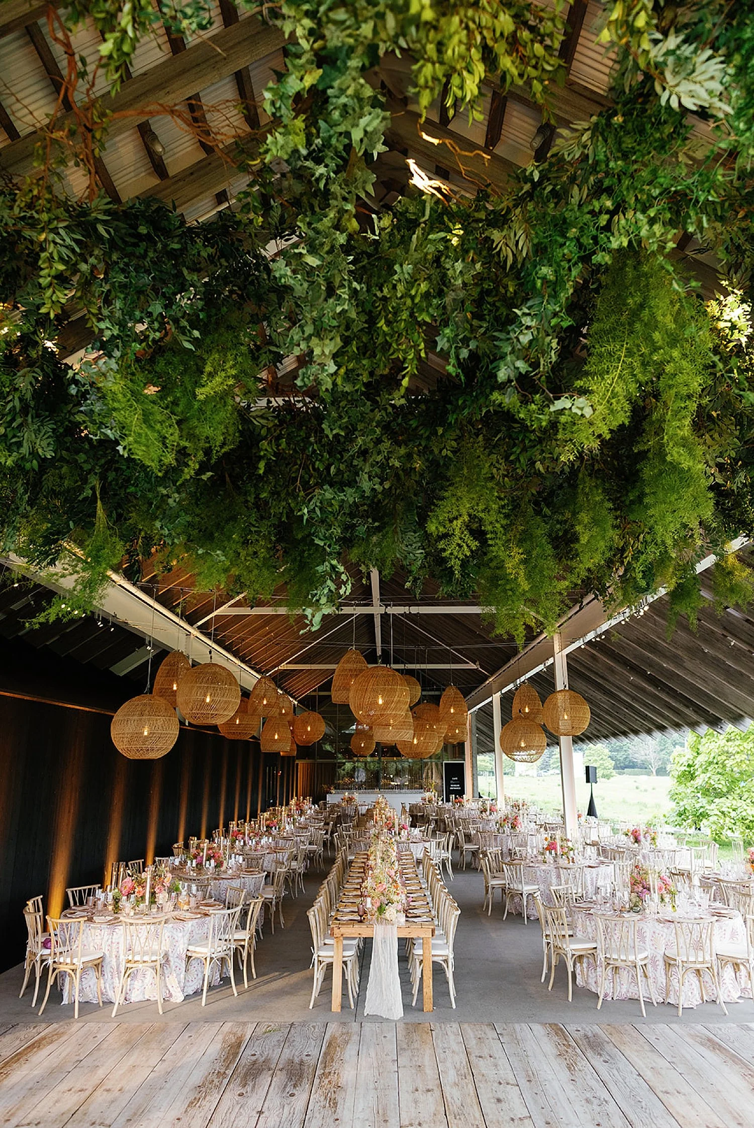 Elevated wedding reception design at  summer wedding in the Hamptons at Parrish Art Museum  