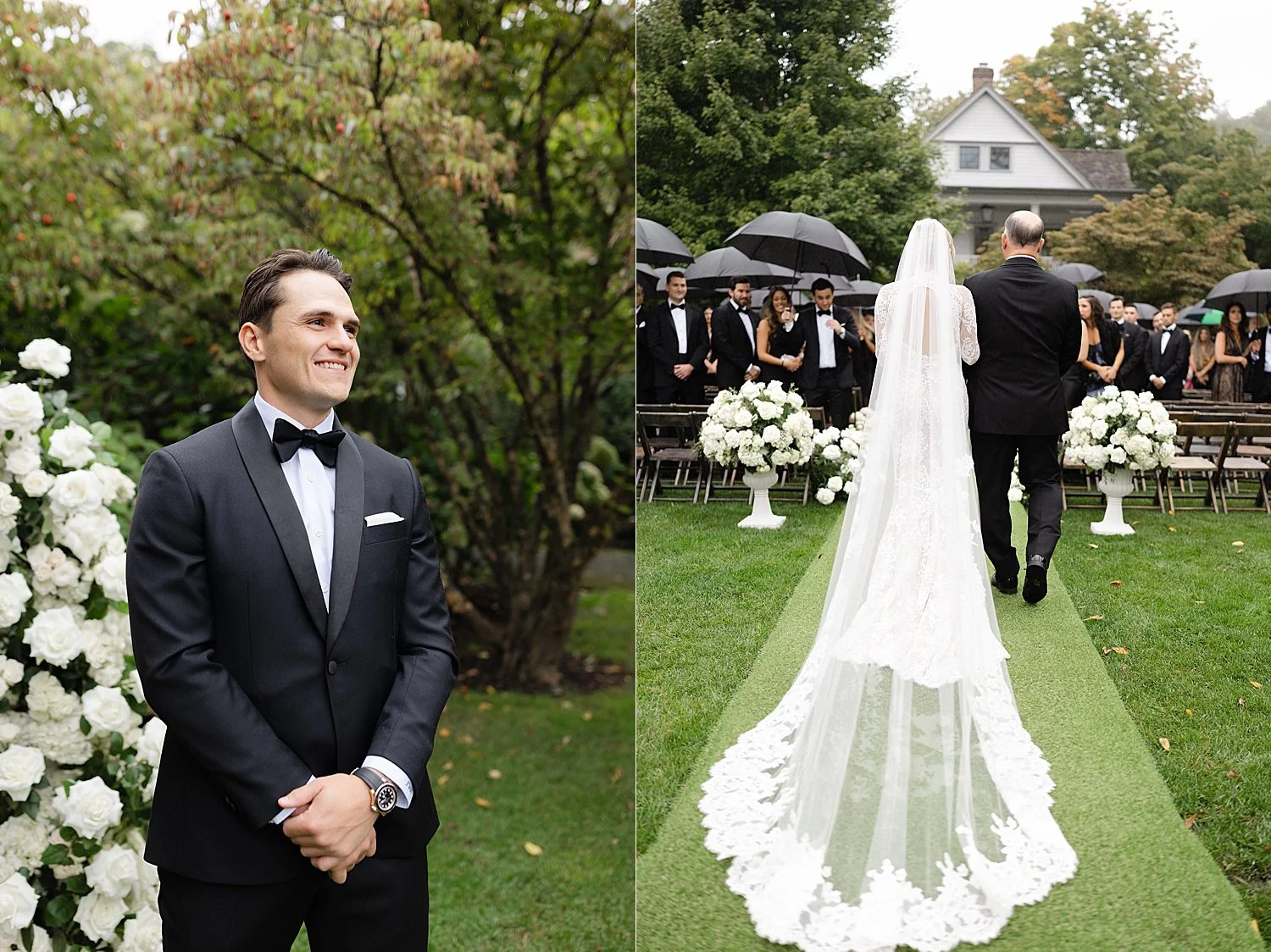  groom watches bride walk down the aisle  