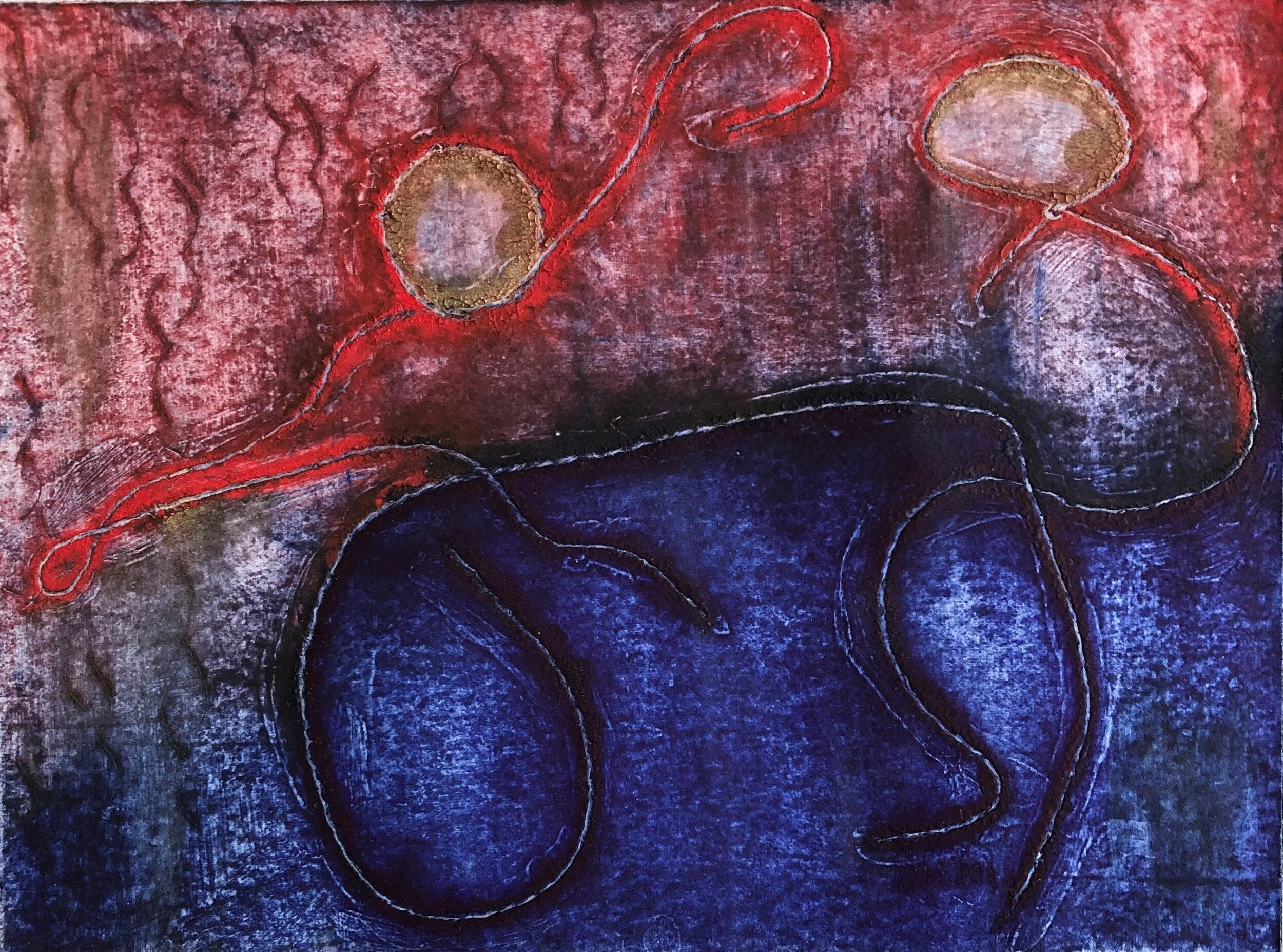 At the cafe, 10"x7½", Collagraph