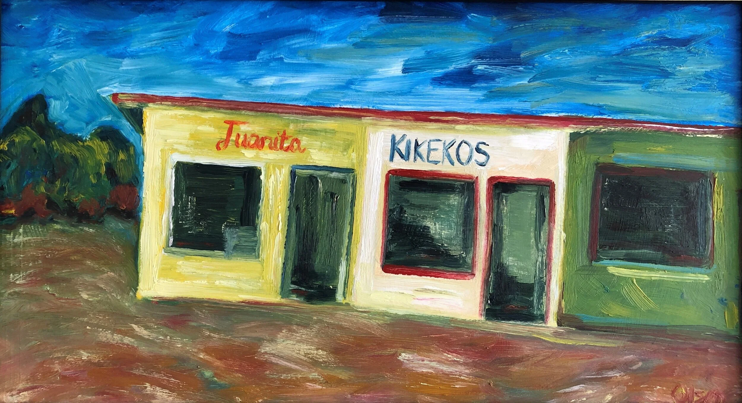 Kikekos, 16½"x9", Oil on board