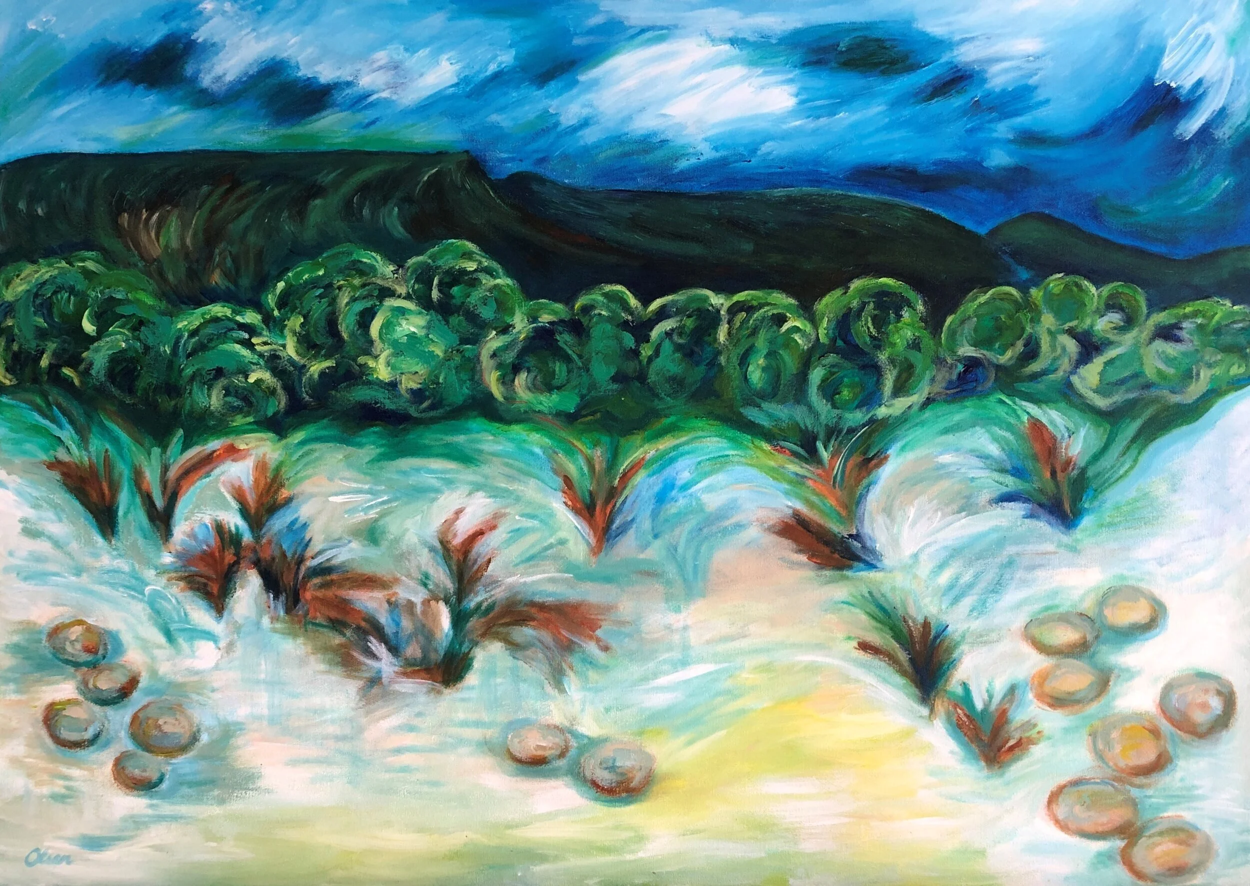 Exploding trees, 48"x34", Acrylic on canvas