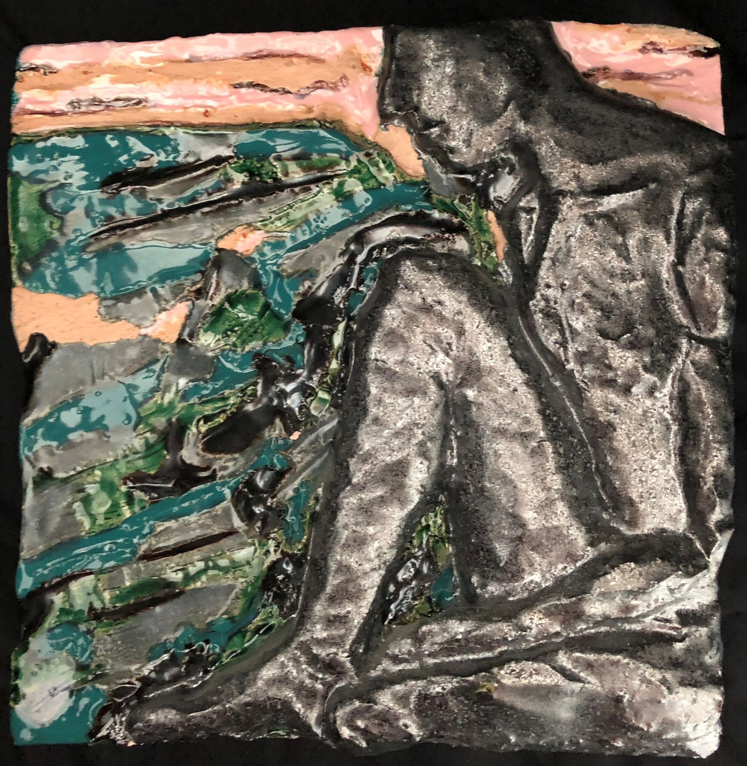 Seated figure, 7¾"x7¾", Relief Brick