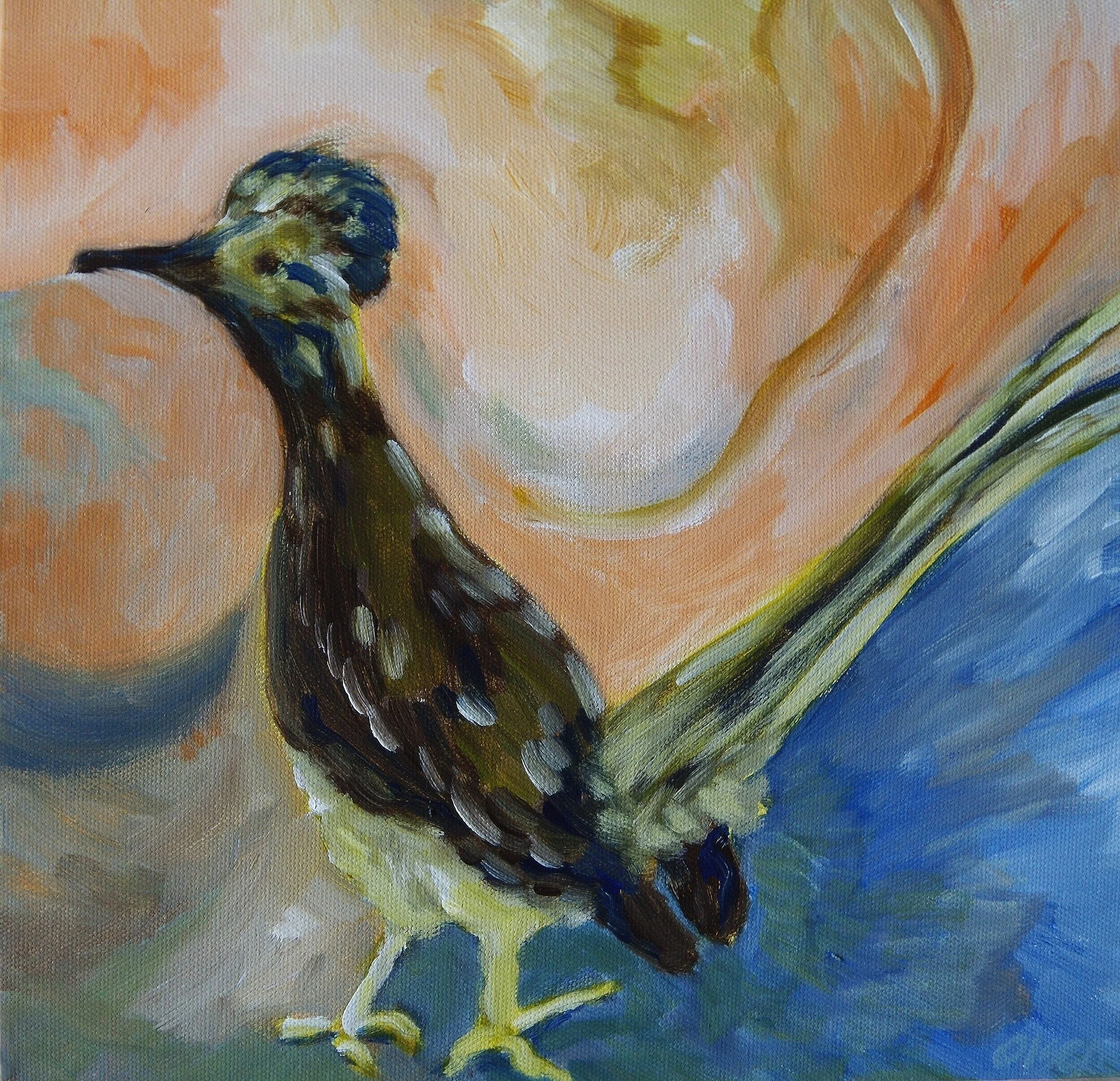 Road runner, 12"x12", Acrylic on canvas