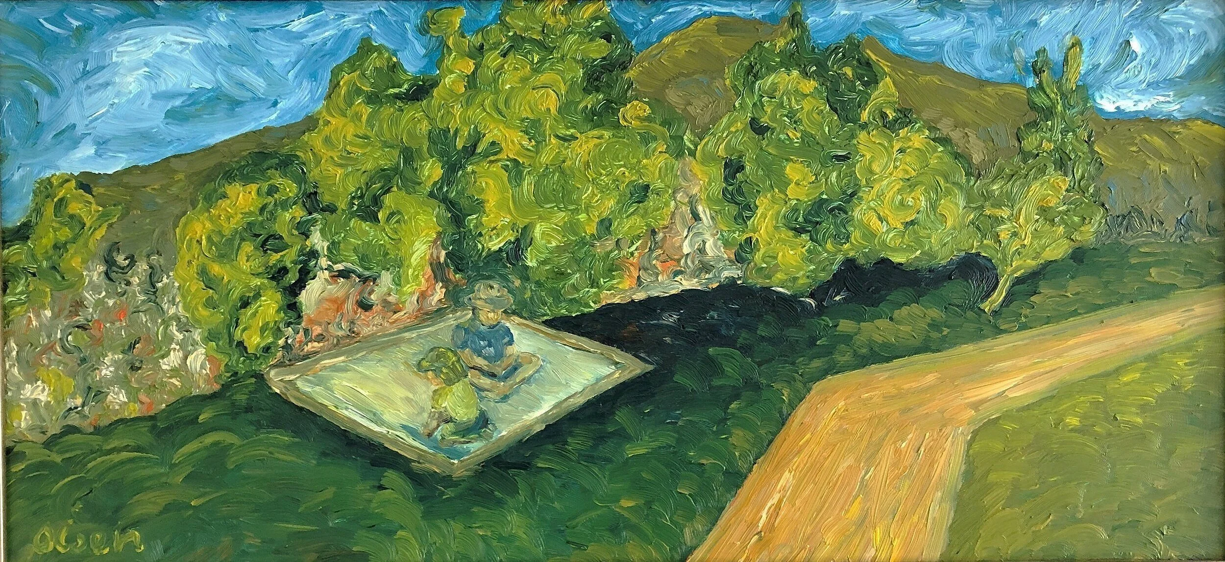 The sandbox, 20"x9½", Oil on board
