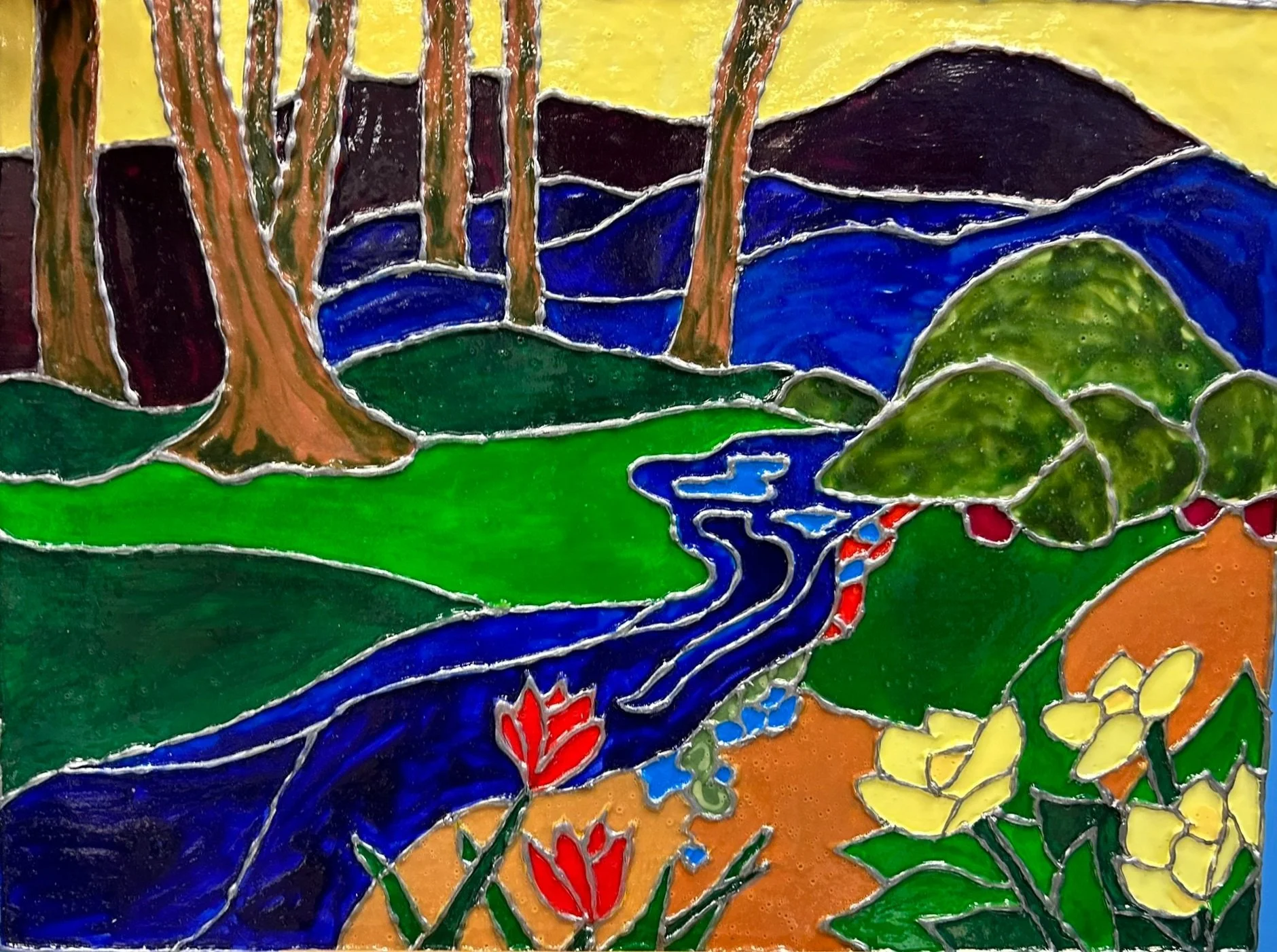 Paintbrush, 17"x 14", Faux stained glass
