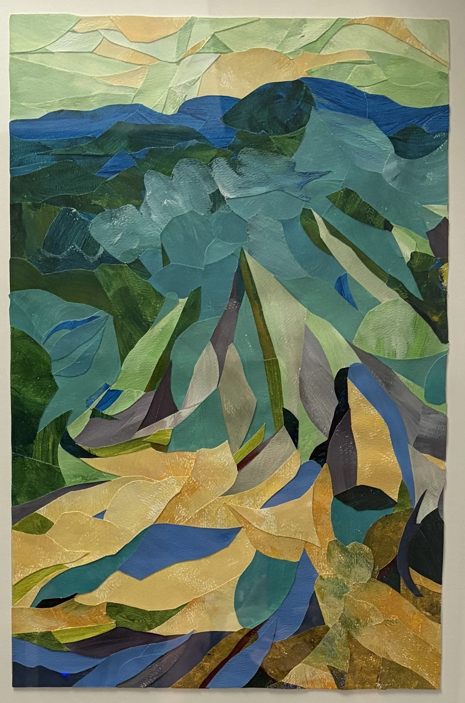 Roiling sea, 13"x20", Painted paper collage