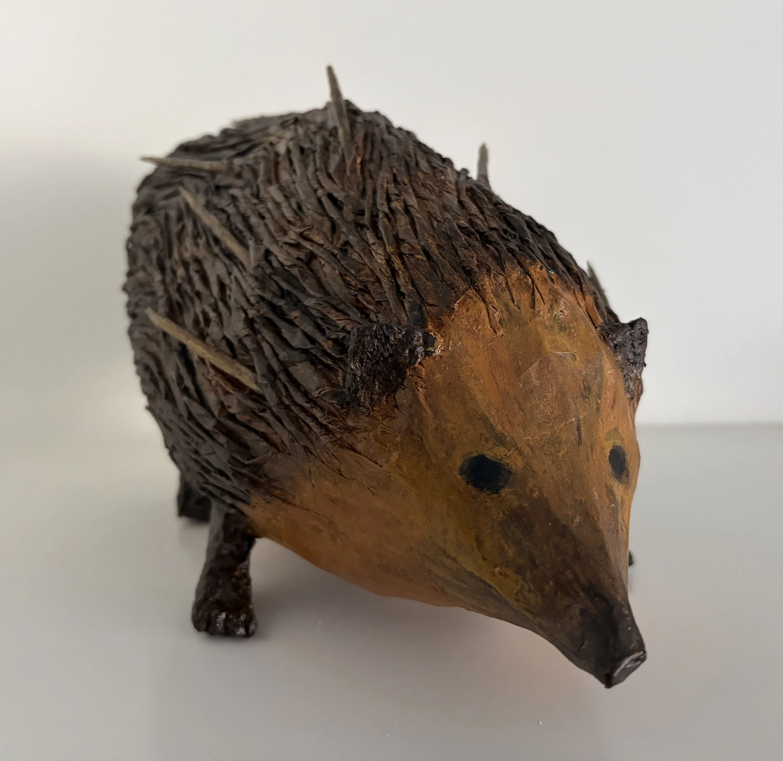 Hedgehog, 6"x7"x11", Paper mache