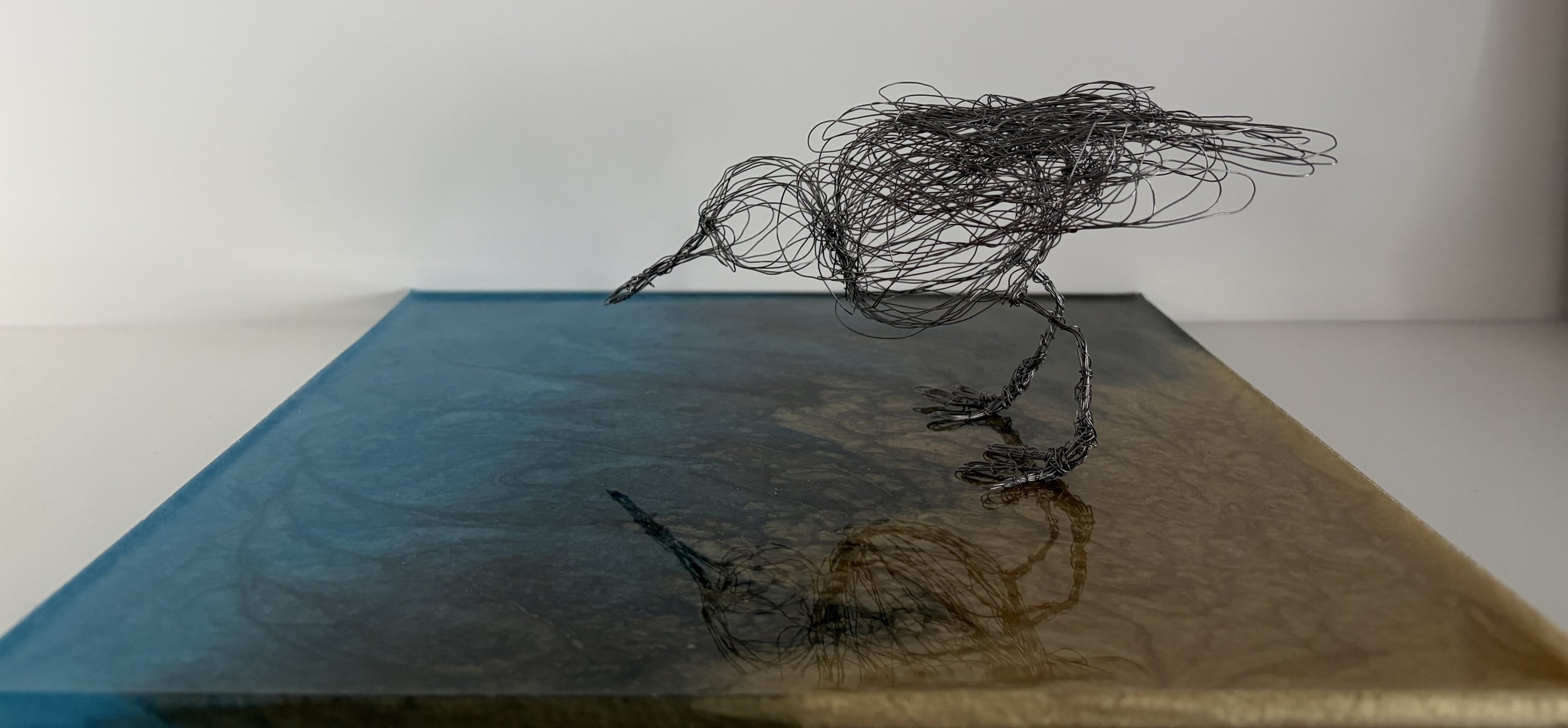 Shorebird, 11 5/8"x11 1/4"x4", Wire, resin