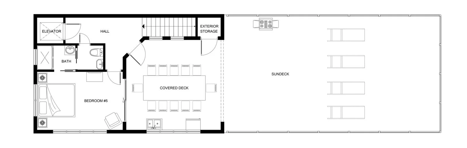 Top Level (Bedroom, Outside Dining, Rooftop Deck)