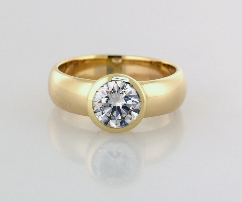 Modern Bezel Set Round Diamond Solitaire — Designers of Bespoke Jewelry