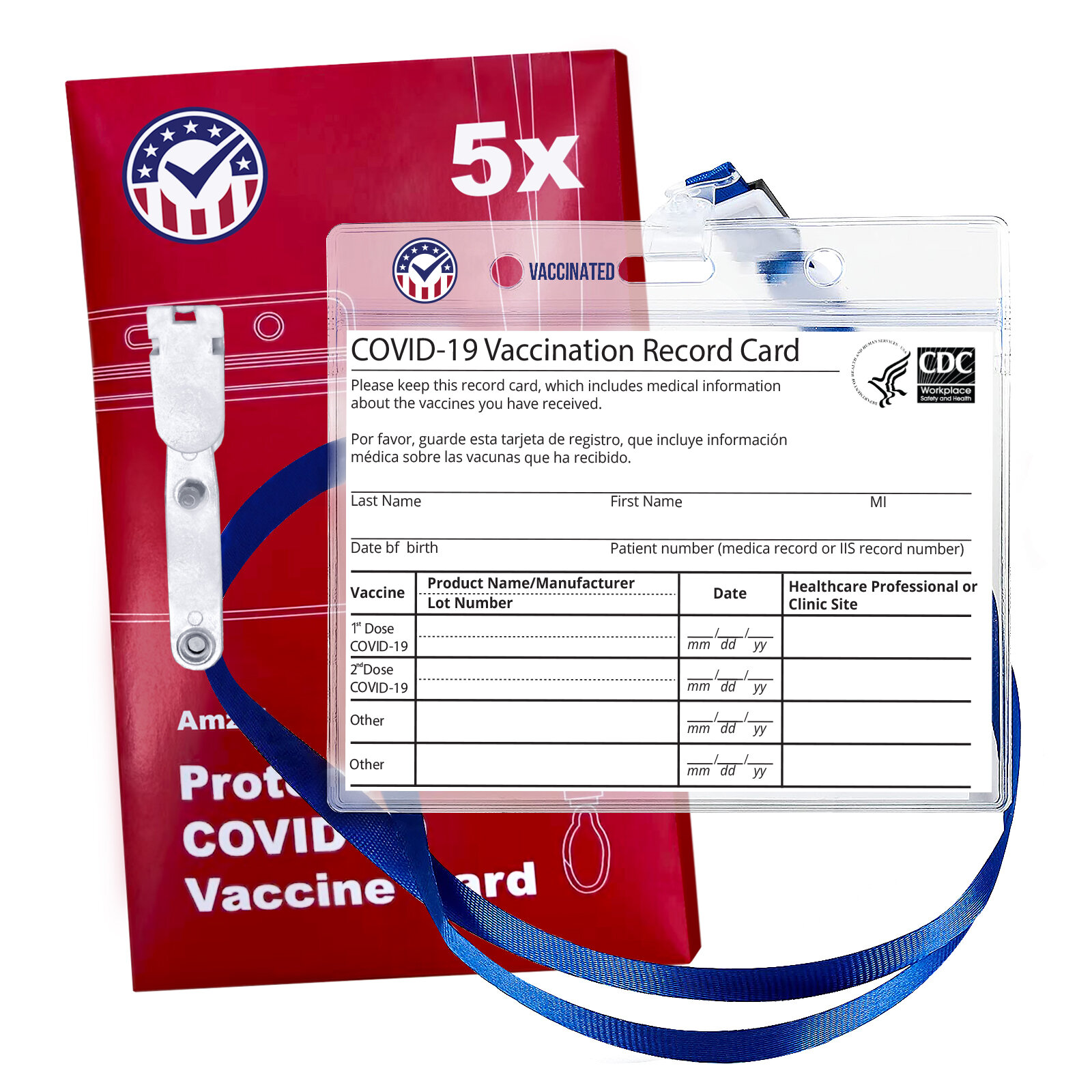 Vaccine Card Holder Protector 4 X 3 Inches Horizontal Badge ID Name Tag 5 Pack CDC Vaccination Card Holder Clear Vinyl Plastic Sleeve with Waterproof Type Resealable Zip 
