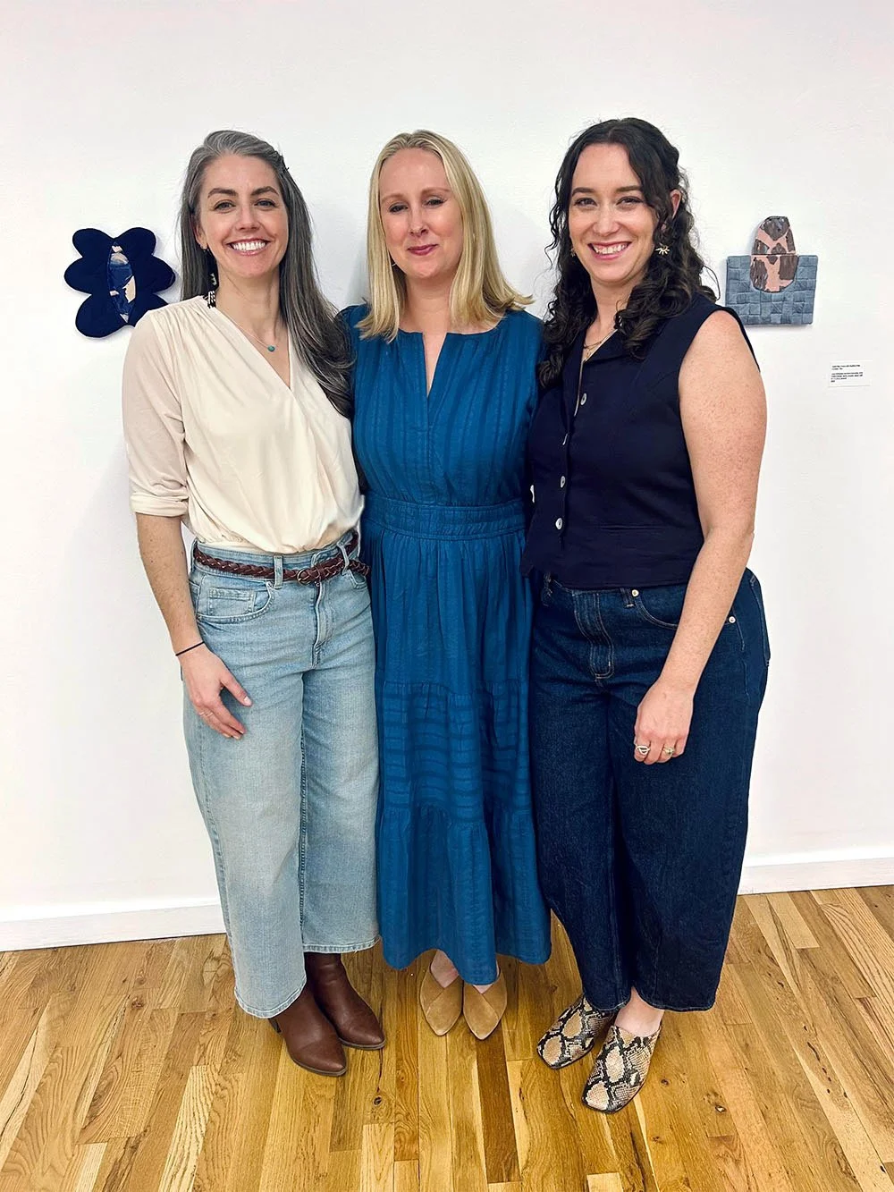 Lucy, Nora, and Hayley at the Material Attention opening on March 14, 2026