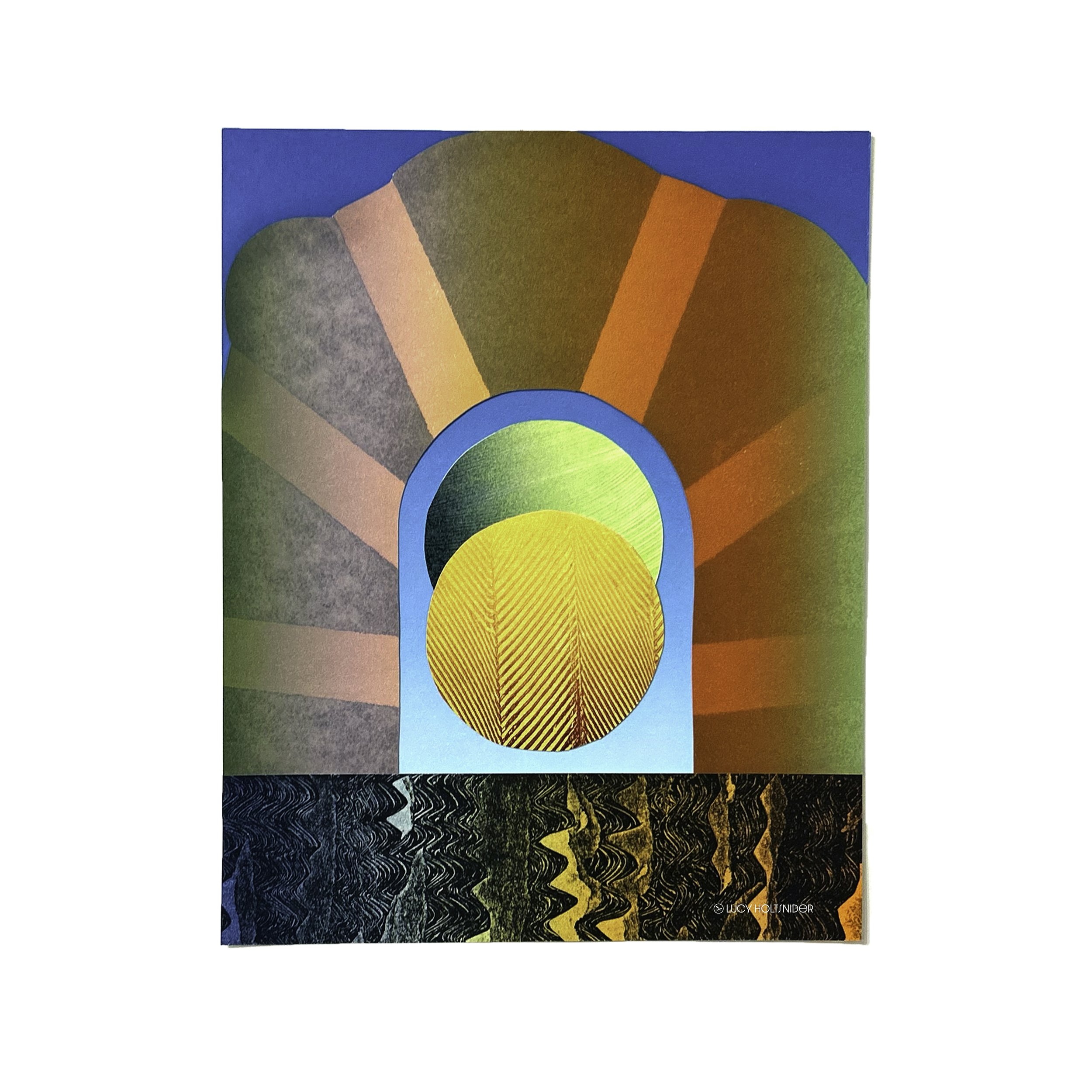 Bright colorful digital print letterpress collage 8x10