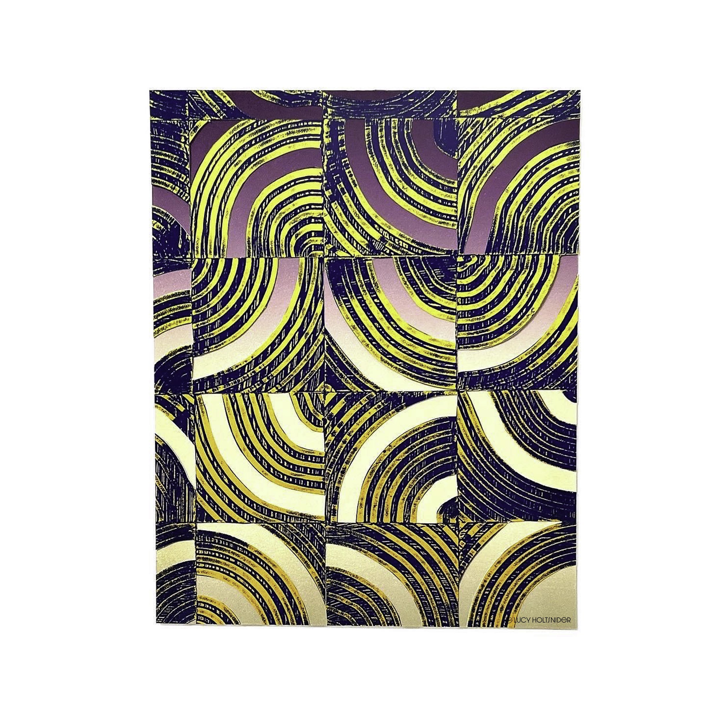 Bright colorful digital print letterpress collage 8x10